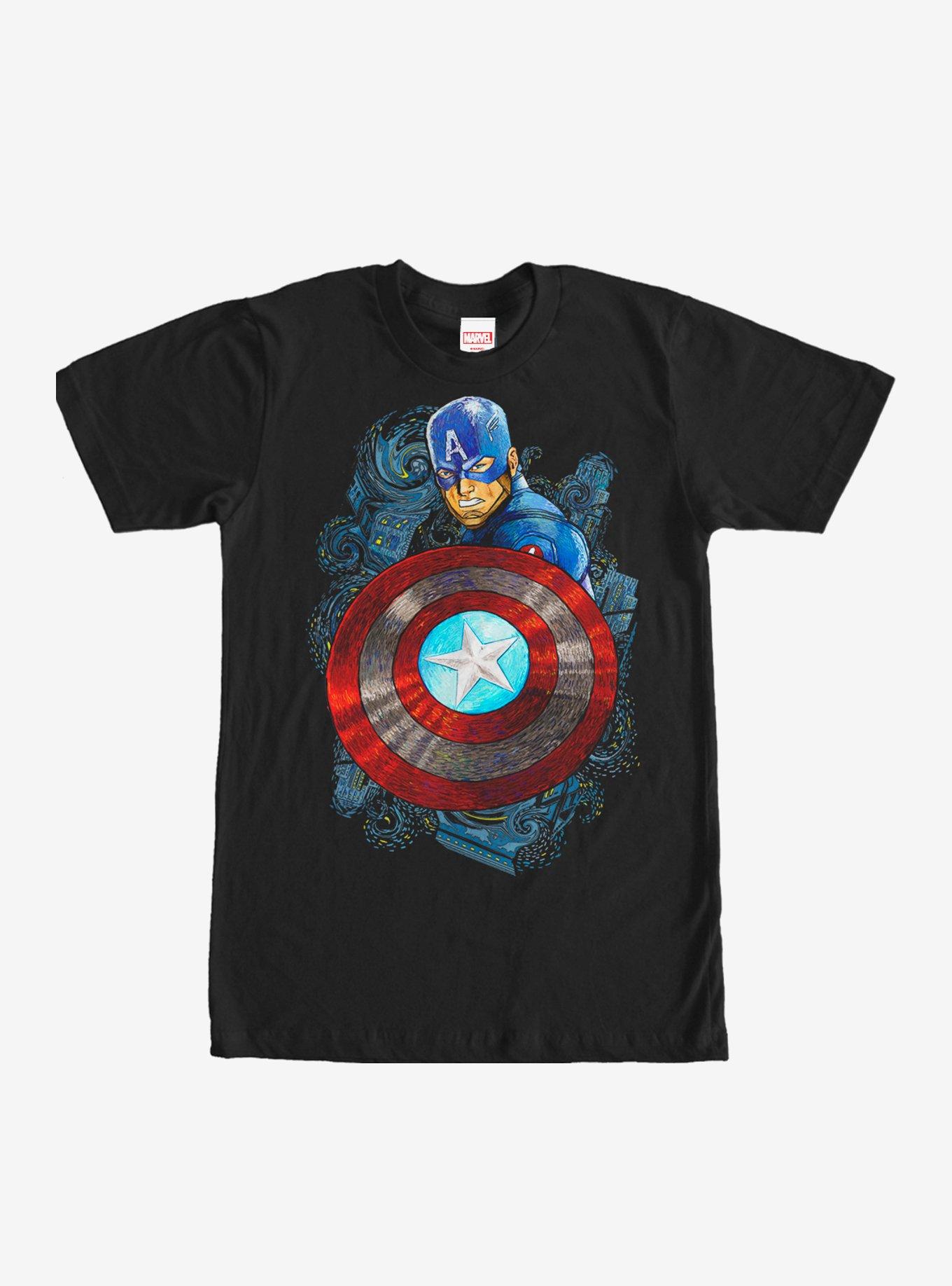 Marvel Captain America Swirl Pattern T-Shirt, BLACK, hi-res