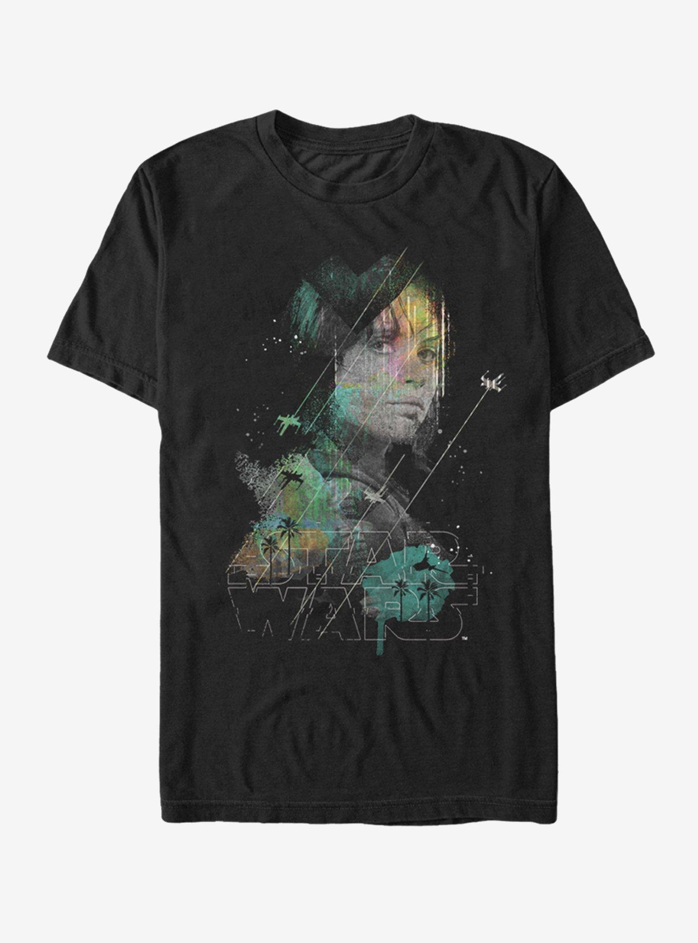 Star Wars Jyn Star Profile Logo T-Shirt, BLACK, hi-res