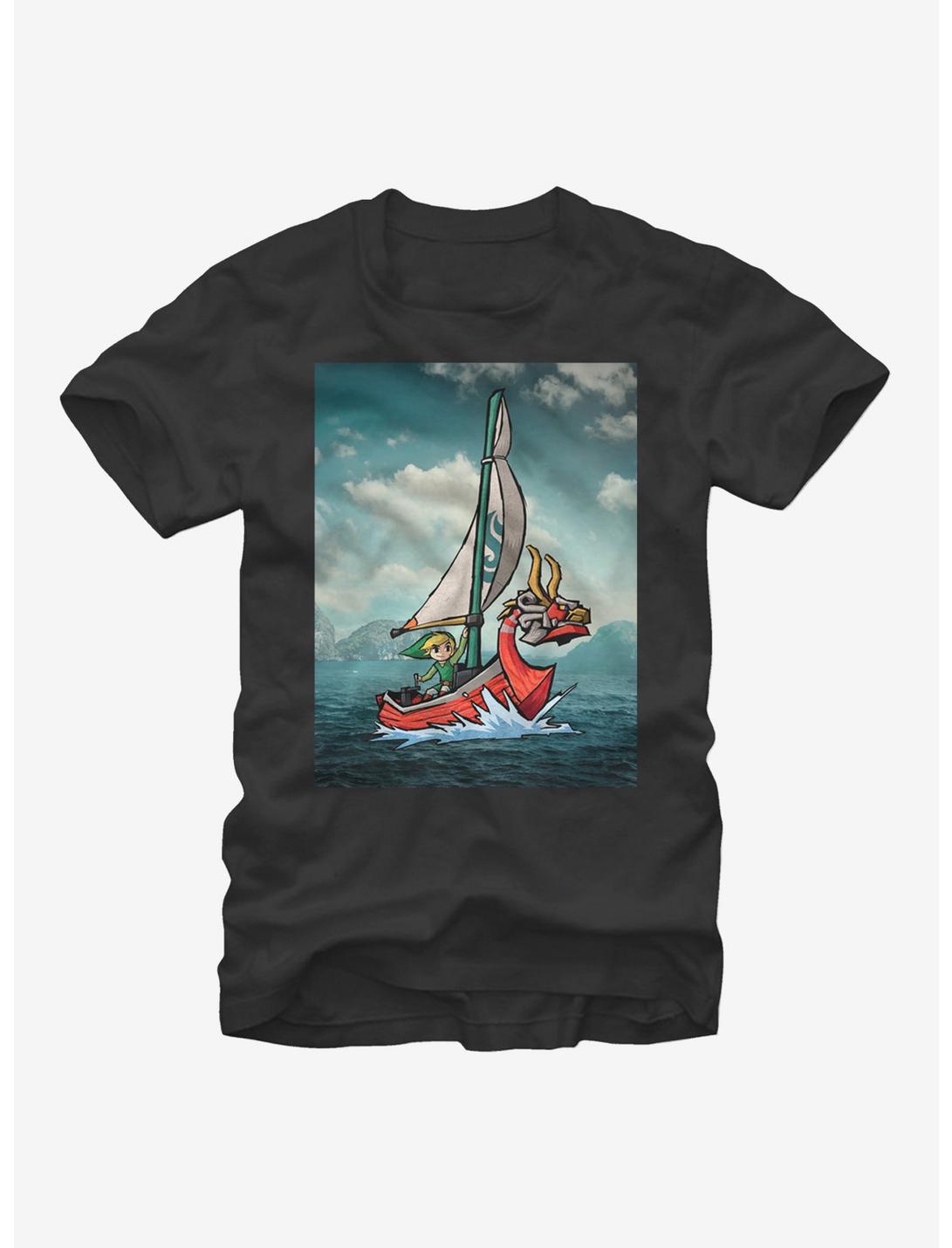 Nintendo Legend of Zelda Link Sailing T-Shirt, BLACK, hi-res