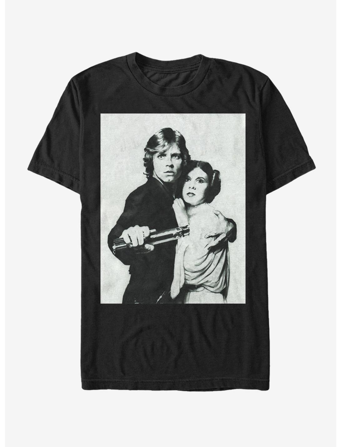 Star Wars Luke and Leia Grayscale T-Shirt, BLACK, hi-res