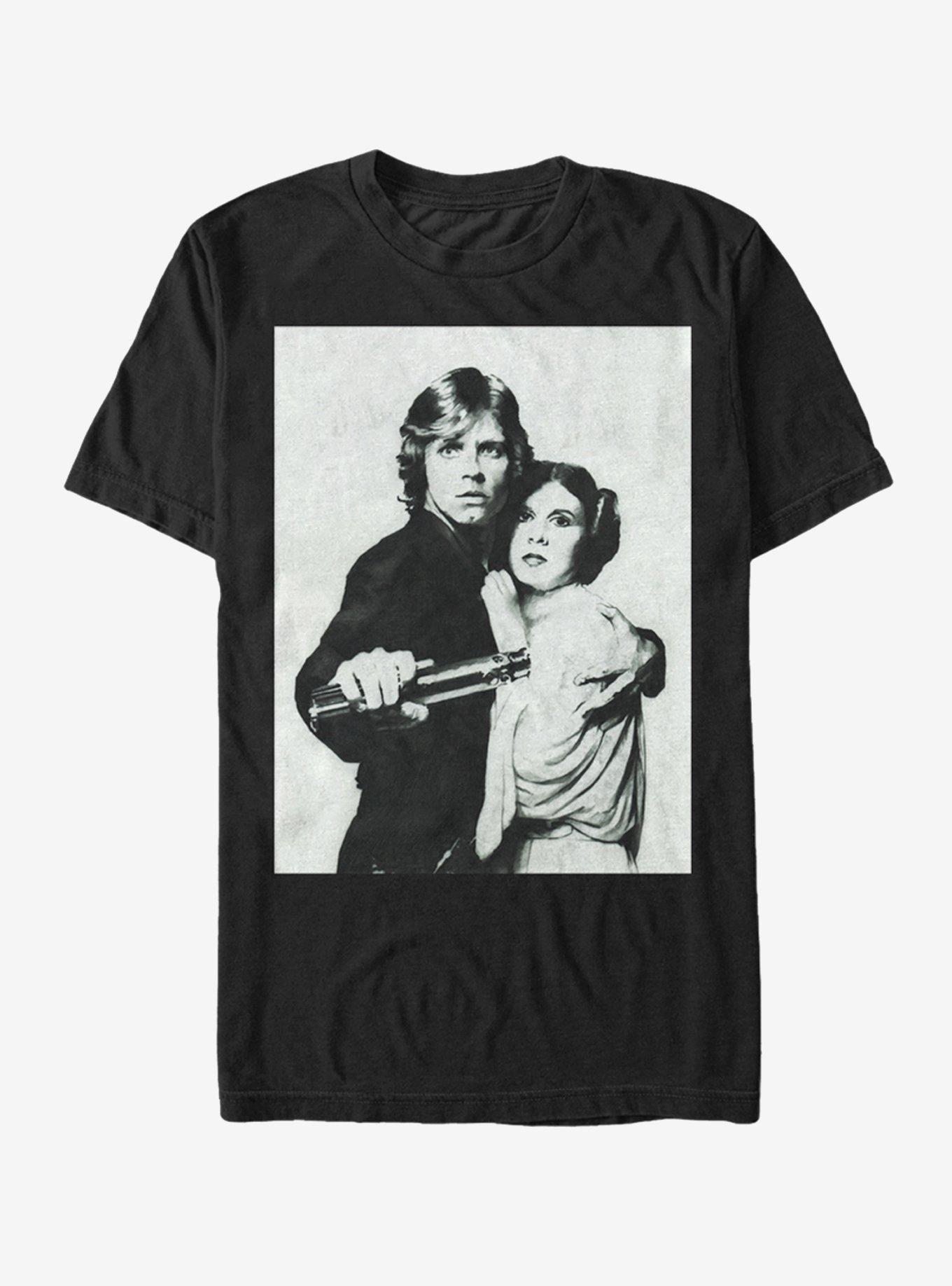 Star Wars Luke and Leia Grayscale T-Shirt, BLACK, hi-res