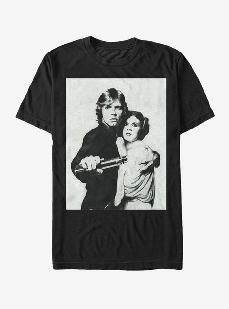 Star Wars Luke and Leia Grayscale T-Shirt - BLACK | Hot Topic