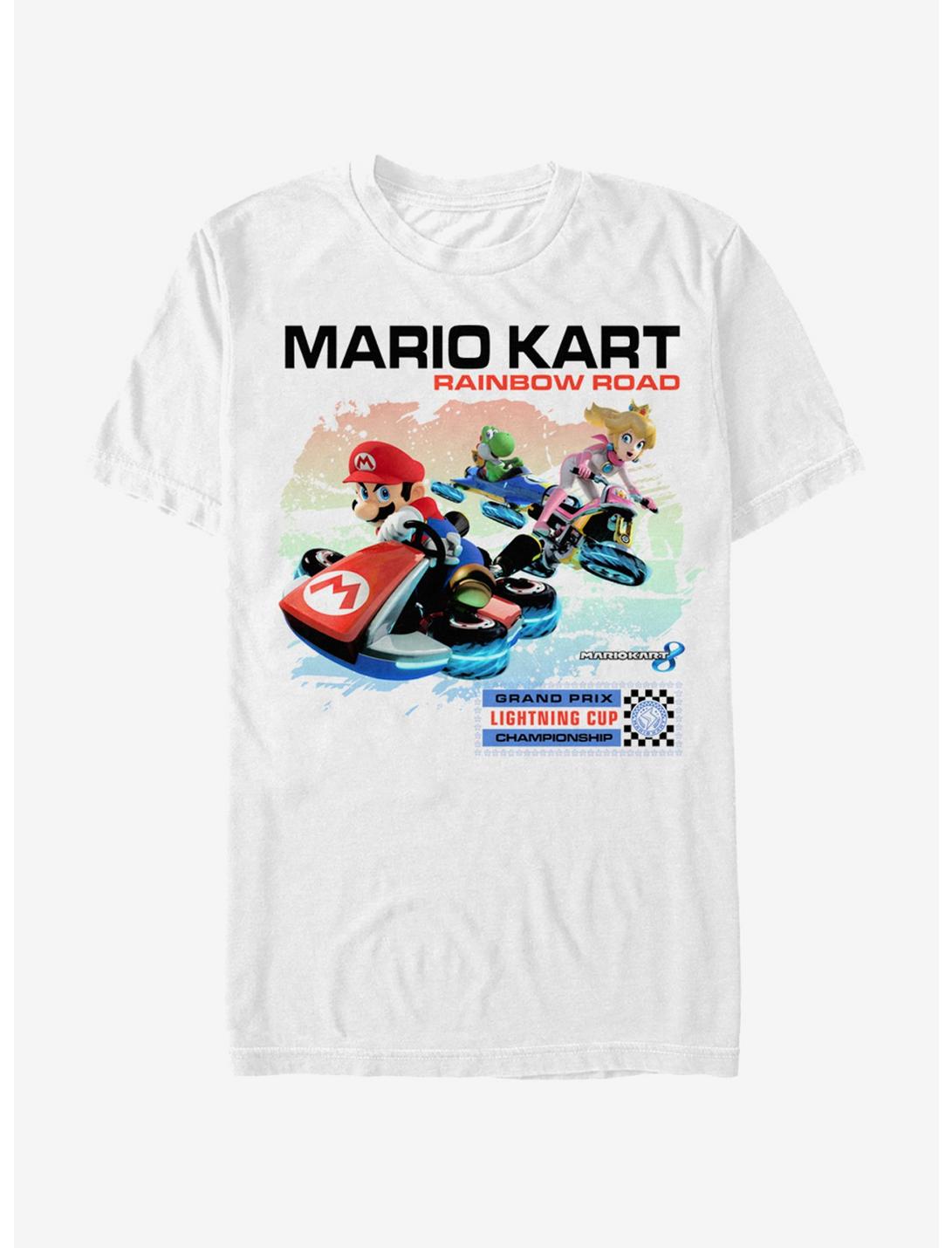 Plus Size Nintendo Mario Kart Rainbow Road T-Shirt, WHITE, hi-res