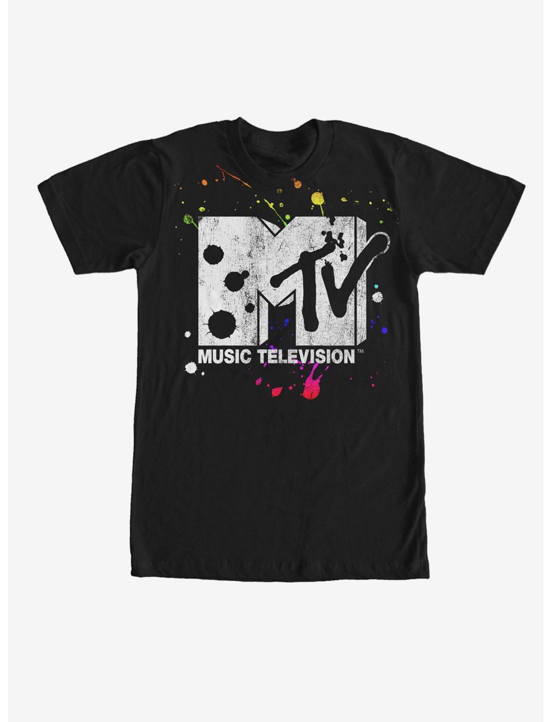 Plus Size MTV Paint Splatter Logo T-Shirt, BLACK, hi-res