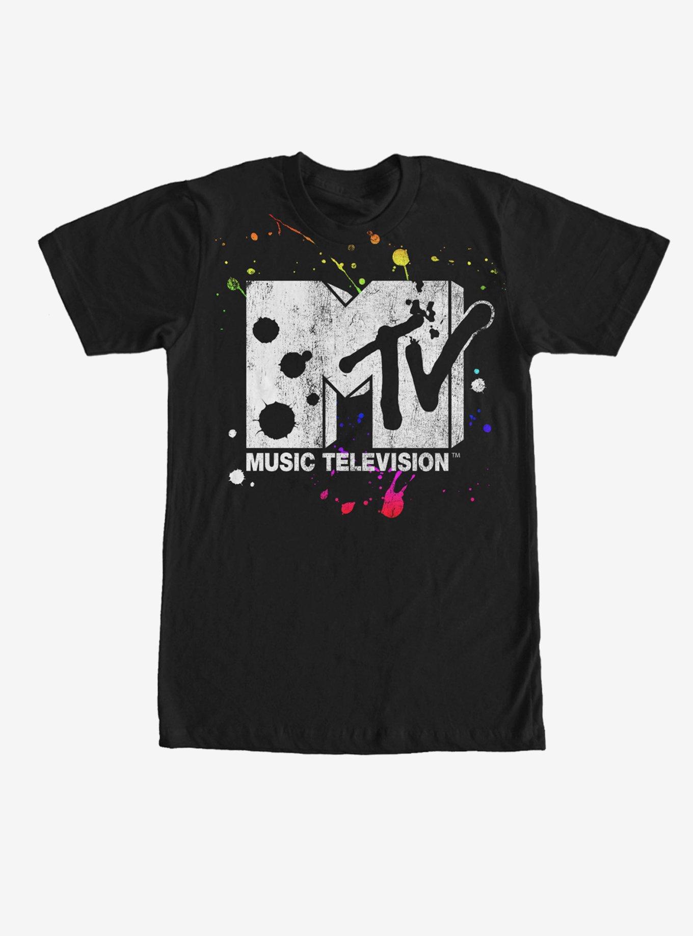 MTV Paint Splatter Logo T-Shirt, BLACK, hi-res