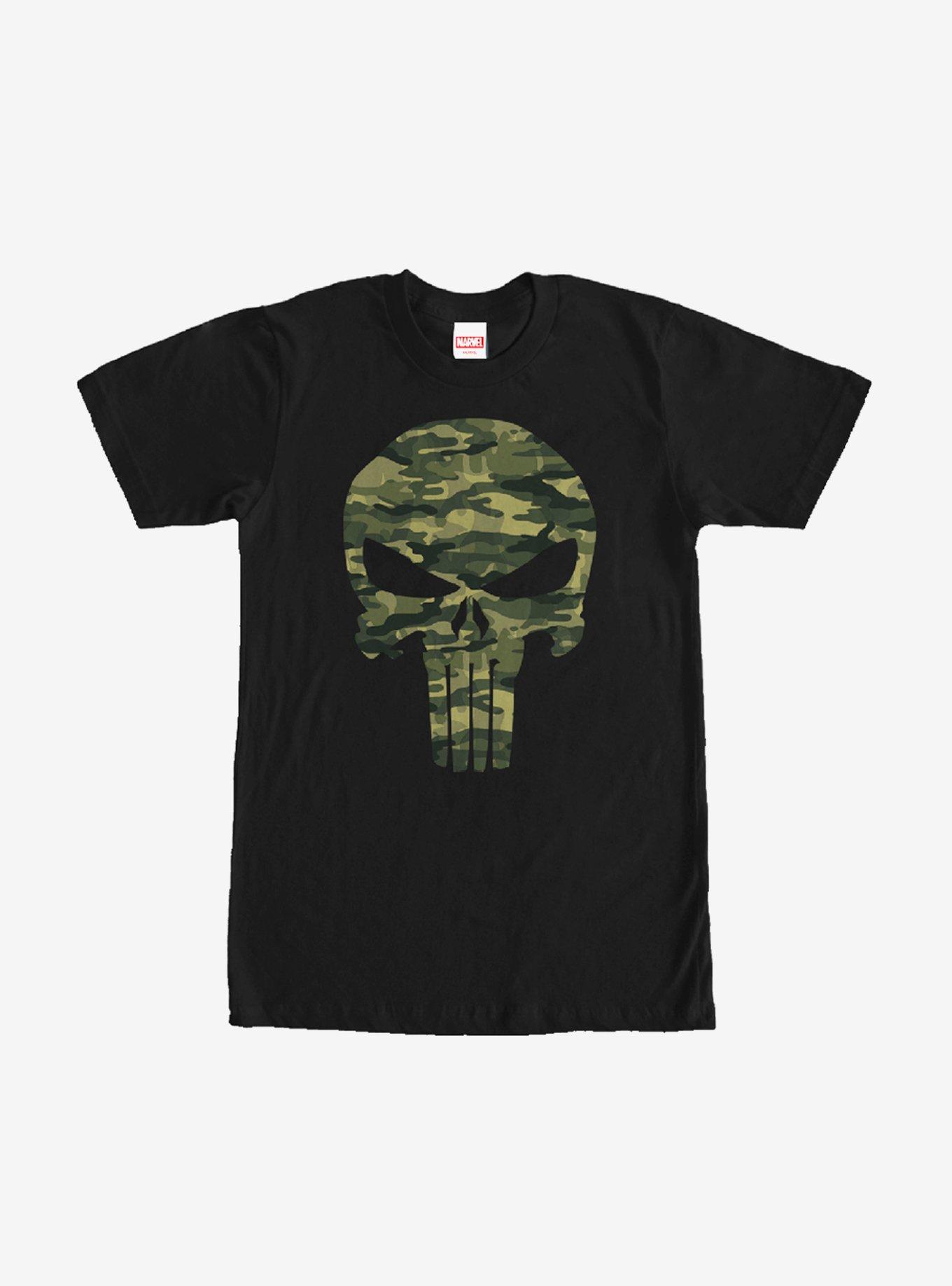 Marvel Punisher Camo Skull Symbol T-Shirt, BLACK, hi-res