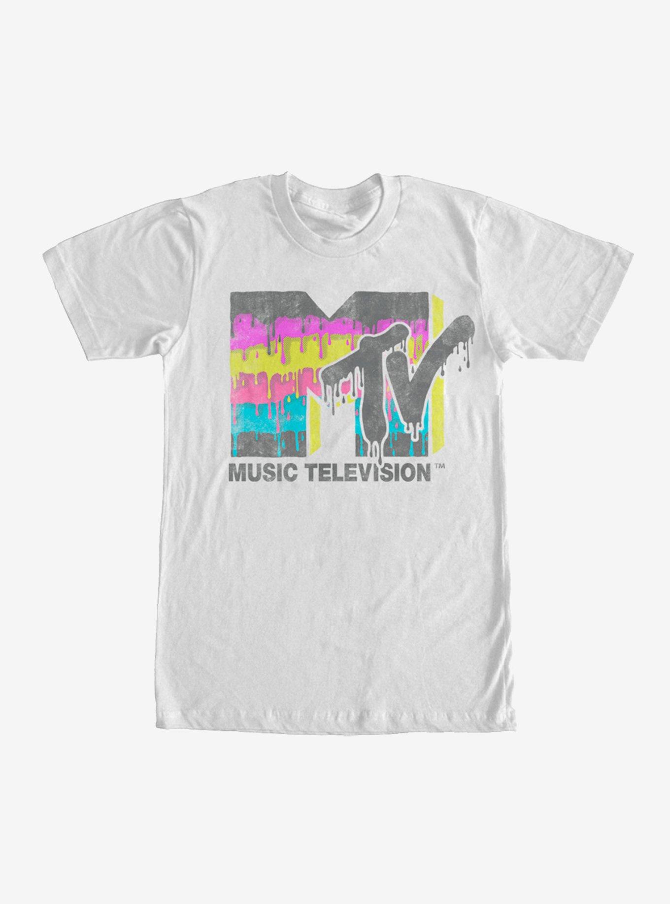 MTV Retro Logo Drip T-Shirt, WHITE, hi-res