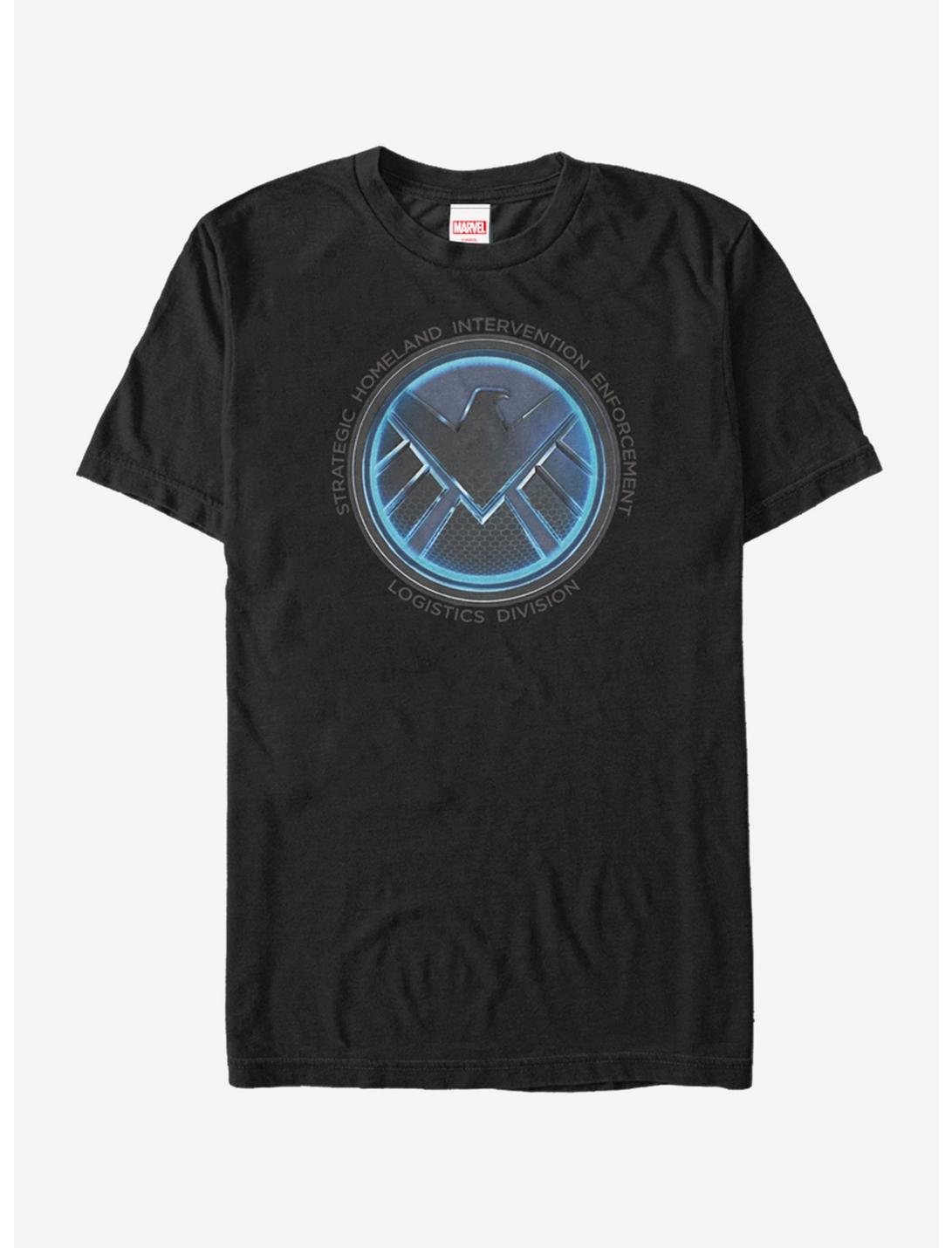 Plus Size Marvel S.H.I.E.L.D Logistics Logo T-Shirt, BLACK, hi-res