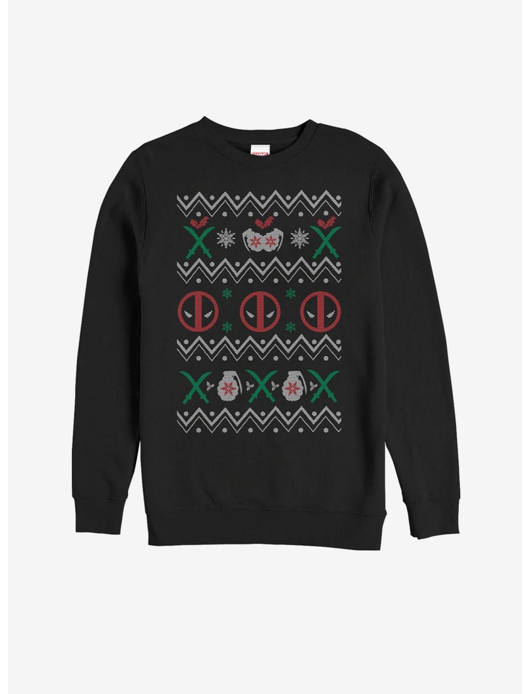 Plus Size Marvel Deadpool Ugly Christmas Sweater Girls Sweatshirt, BLACK, hi-res