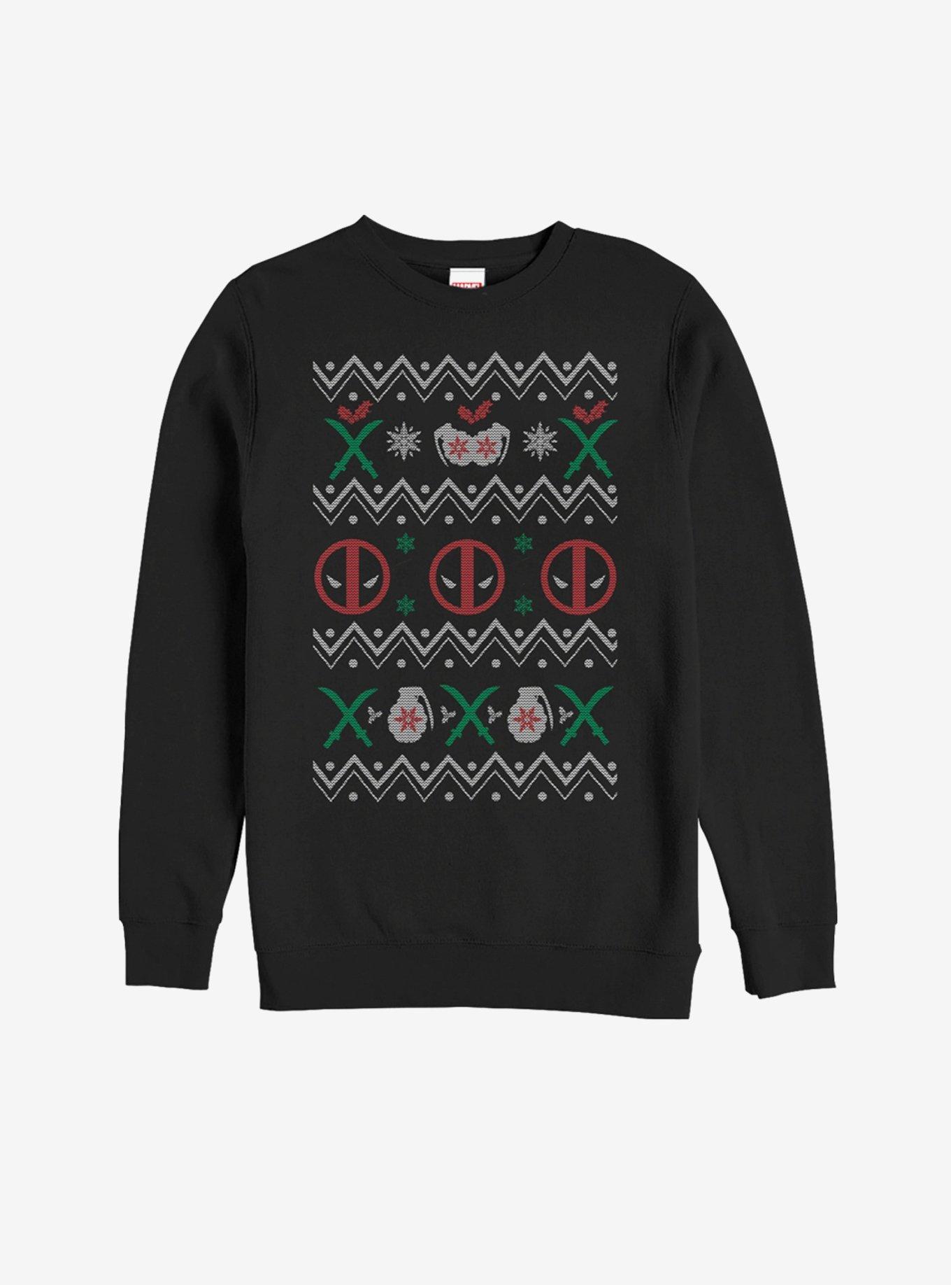 Marvel Deadpool Ugly Christmas Sweater Girls Sweatshirt, BLACK, hi-res