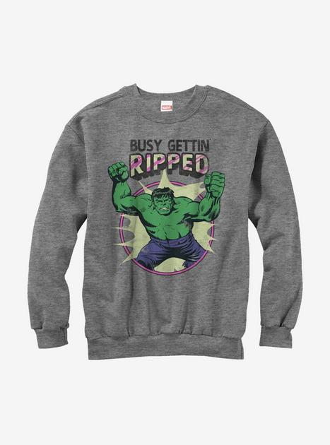 Marvel Hulk Getting Ripped Girls Sweatshirt - GREY | Hot Topic
