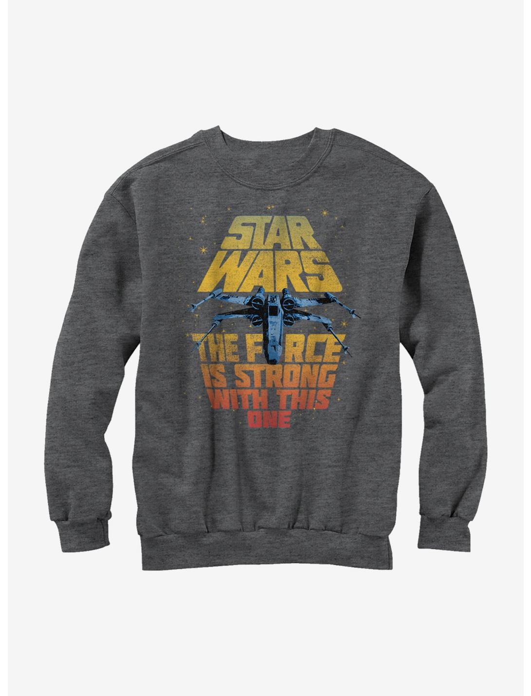 Star Wars X-Wing Force is Strong With This One Sweatshirt, CHAR HTR, hi-res