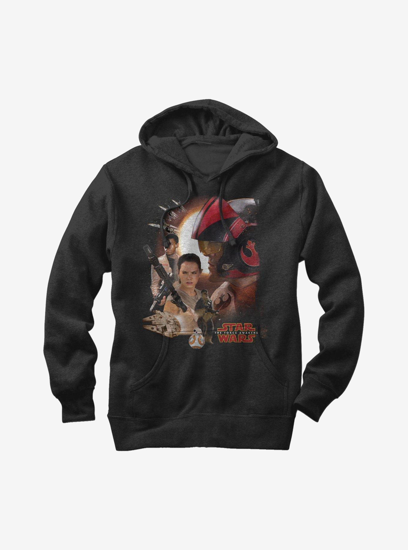 Star Wars Episode VII The Force Awakens Characters Hoodie, BLACK, hi-res