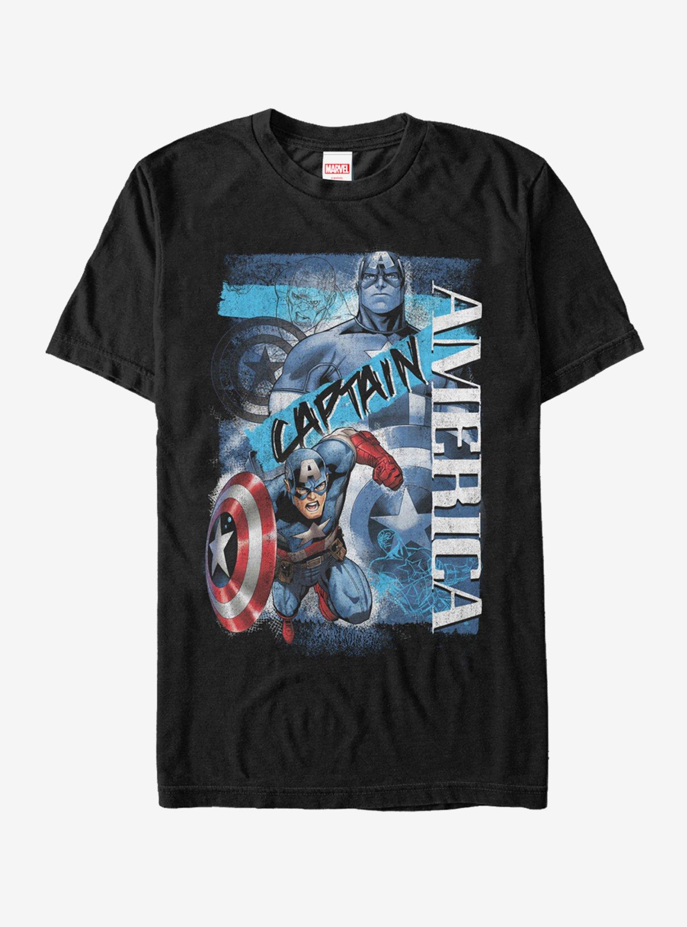 Marvel Captain America Collage T-Shirt - BLACK | Hot Topic