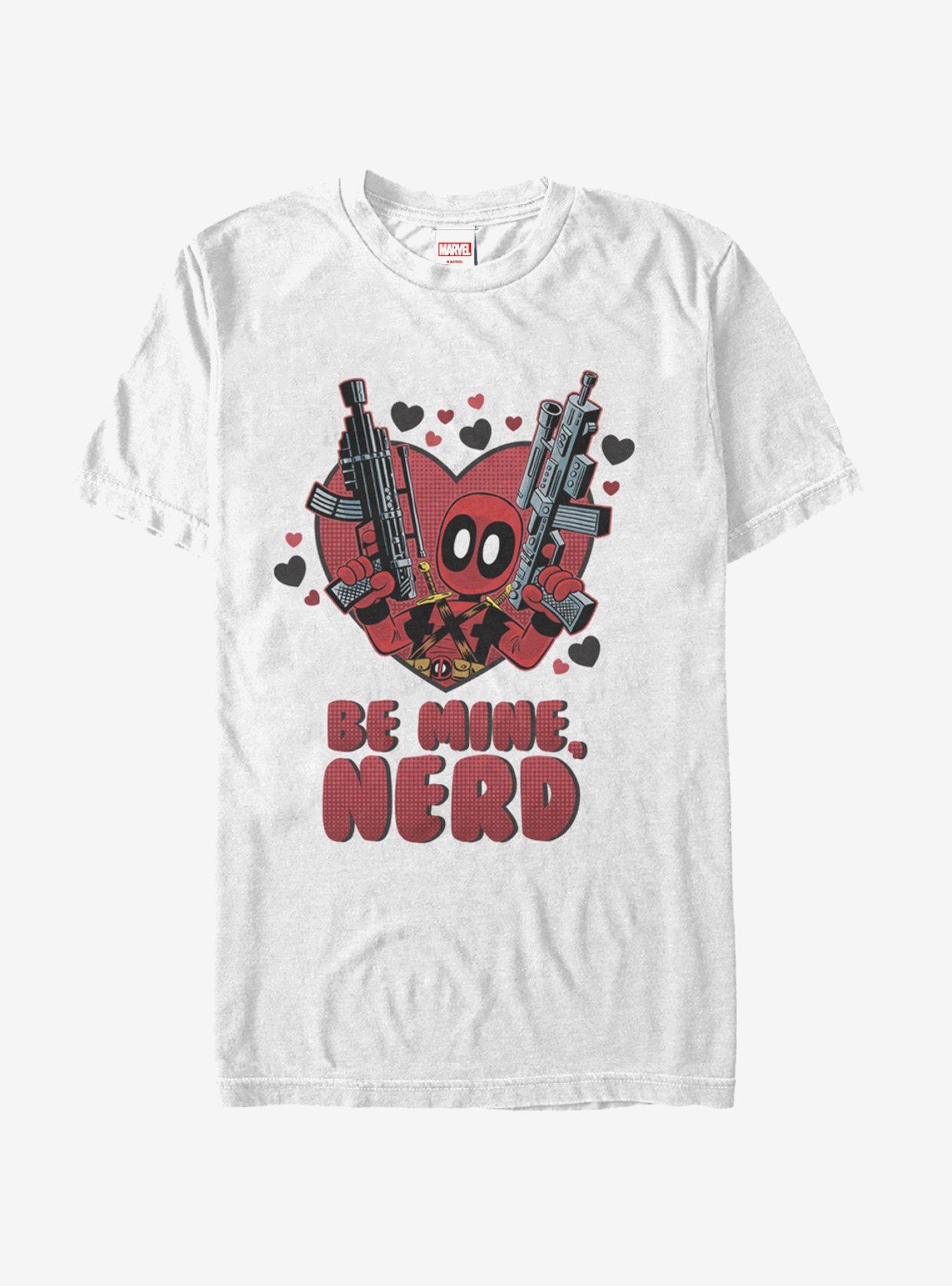 Marvel Deadpool Be Mine Nerd T-Shirt, WHITE, hi-res