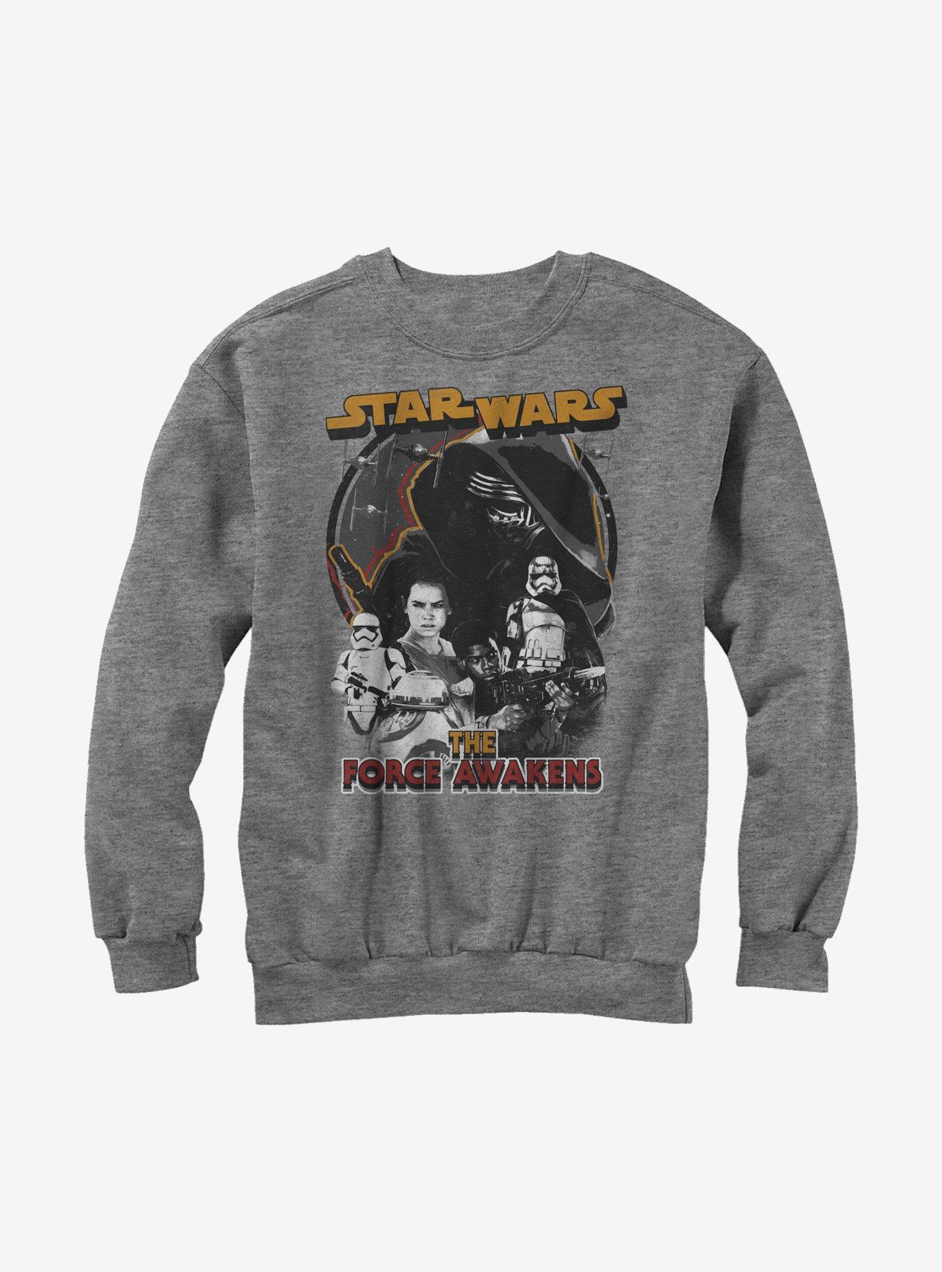 Star Wars Episode VII The Force Awakens Distressed Sweatshirt, ATH HTR, hi-res