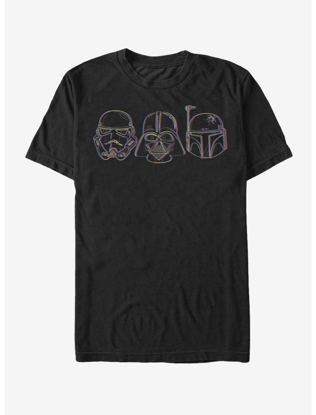 Star Wars Stormtrooper Vader Fett Helmet Trio T-Shirt, BLACK, hi-res