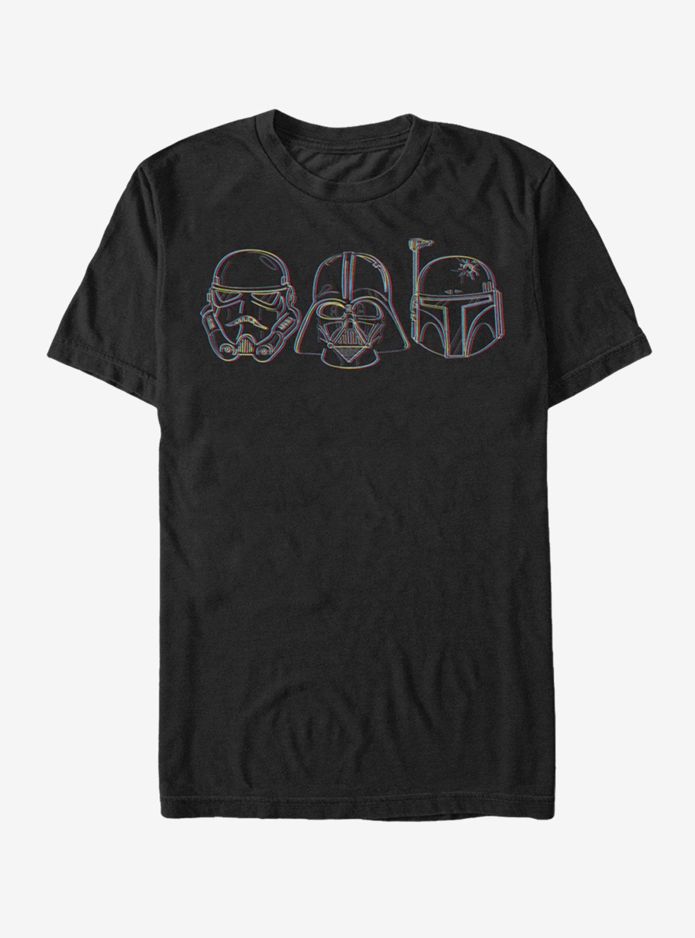 Star Wars Stormtrooper Vader Fett Helmet Trio T-Shirt, , hi-res