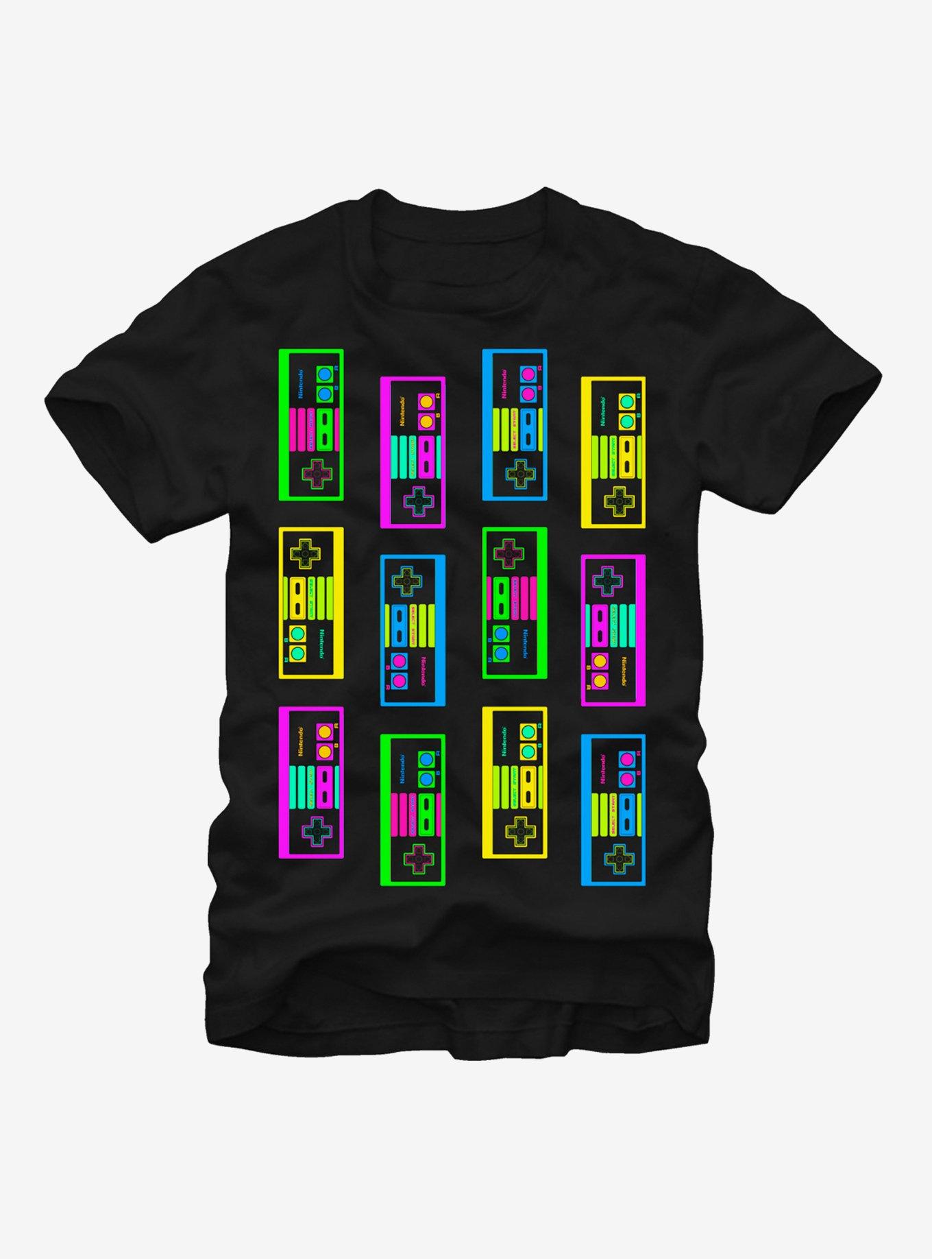 Nintendo Bright NES Controllers T-Shirt, BLACK, hi-res