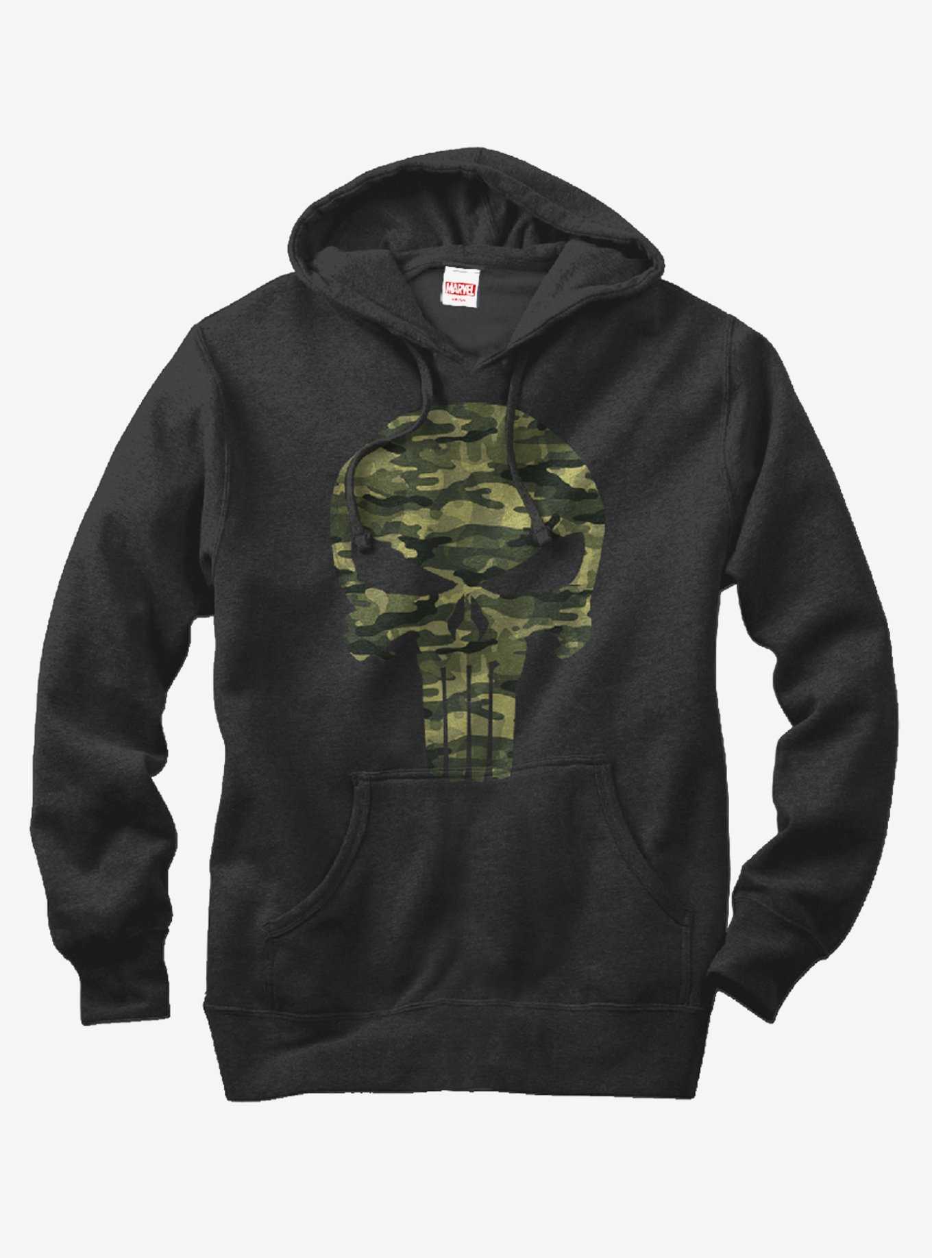 Marvel The Punisher Camo Skull Symbol Hoodie, , hi-res