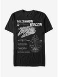 Star Wars The Force Awakens Millennium Falcon Blueprints T-Shirt, BLACK, hi-res
