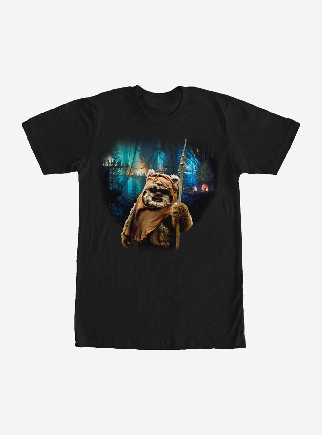 Star Wars Tree Village Wicket Ewok T-Shirt, BLACK, hi-res