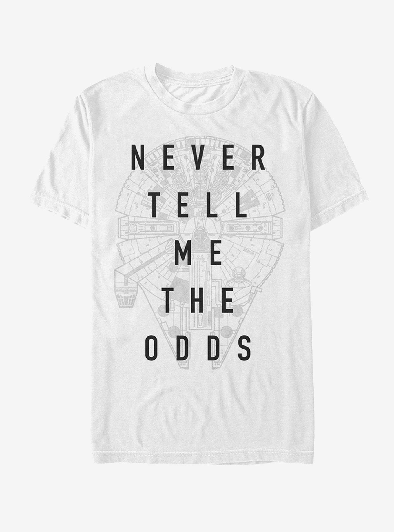 Star Wars Never Tell Odds Millennium Falcon T-Shirt, WHITE, hi-res