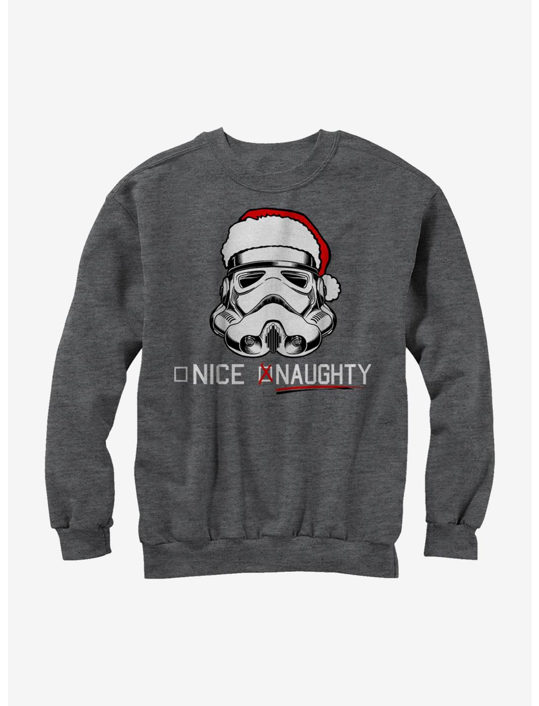 Star Wars Christmas Stormtrooper Naughty List Girls Sweatshirt, CHAR HTR, hi-res