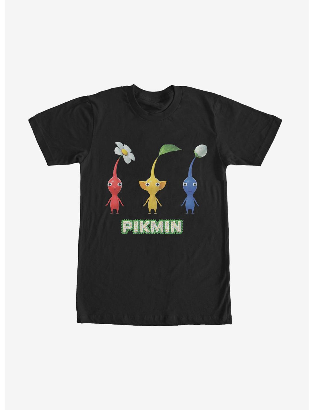 Nintendo Three Pikmins in a Row T-Shirt, BLACK, hi-res