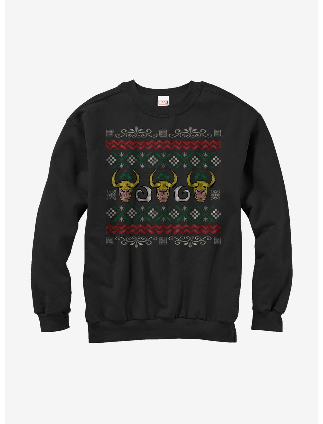 Marvel Loki Ugly Christmas Sweater Sweatshirt, BLACK, hi-res
