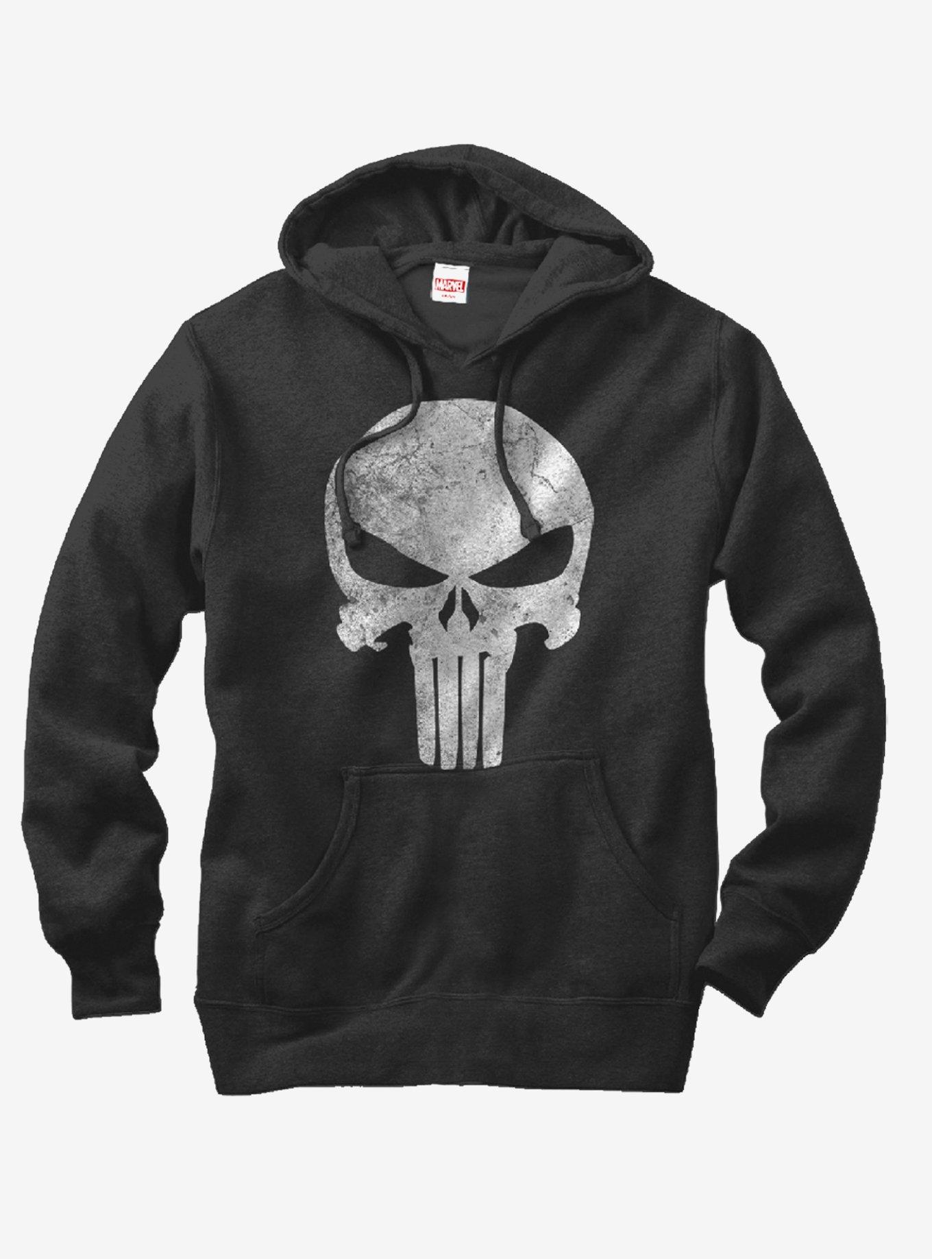 Marvel Punisher Retro Skull Symbol Hoodie, BLACK, hi-res