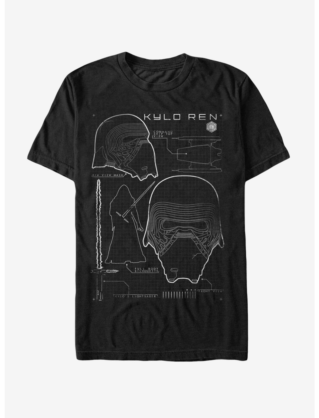 Star Wars Kylo Ren Mask Schematics T-Shirt, BLACK, hi-res