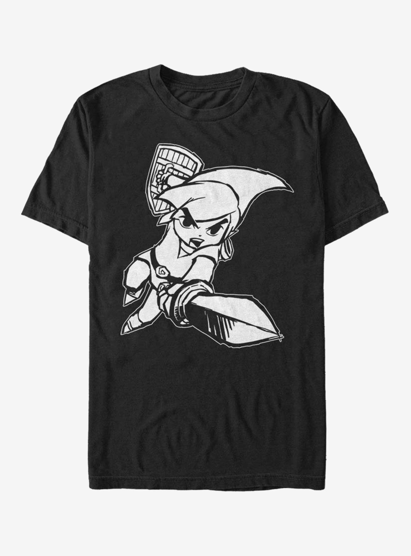 Nintendo Legend of Zelda Link Attack T-Shirt, BLACK, hi-res