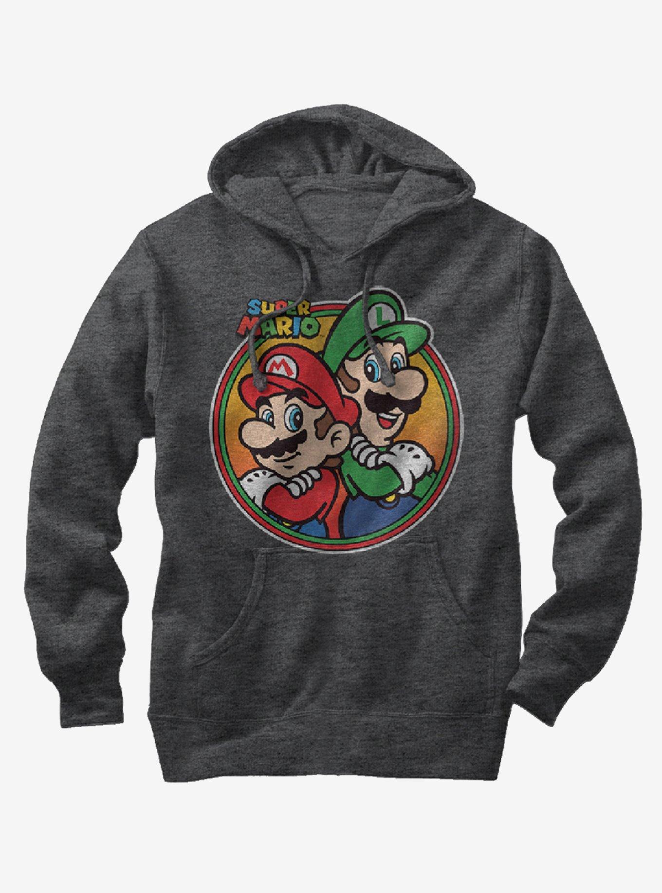 Nintendo Mario Luigi Back to Back Hoodie, CHAR HTR, hi-res