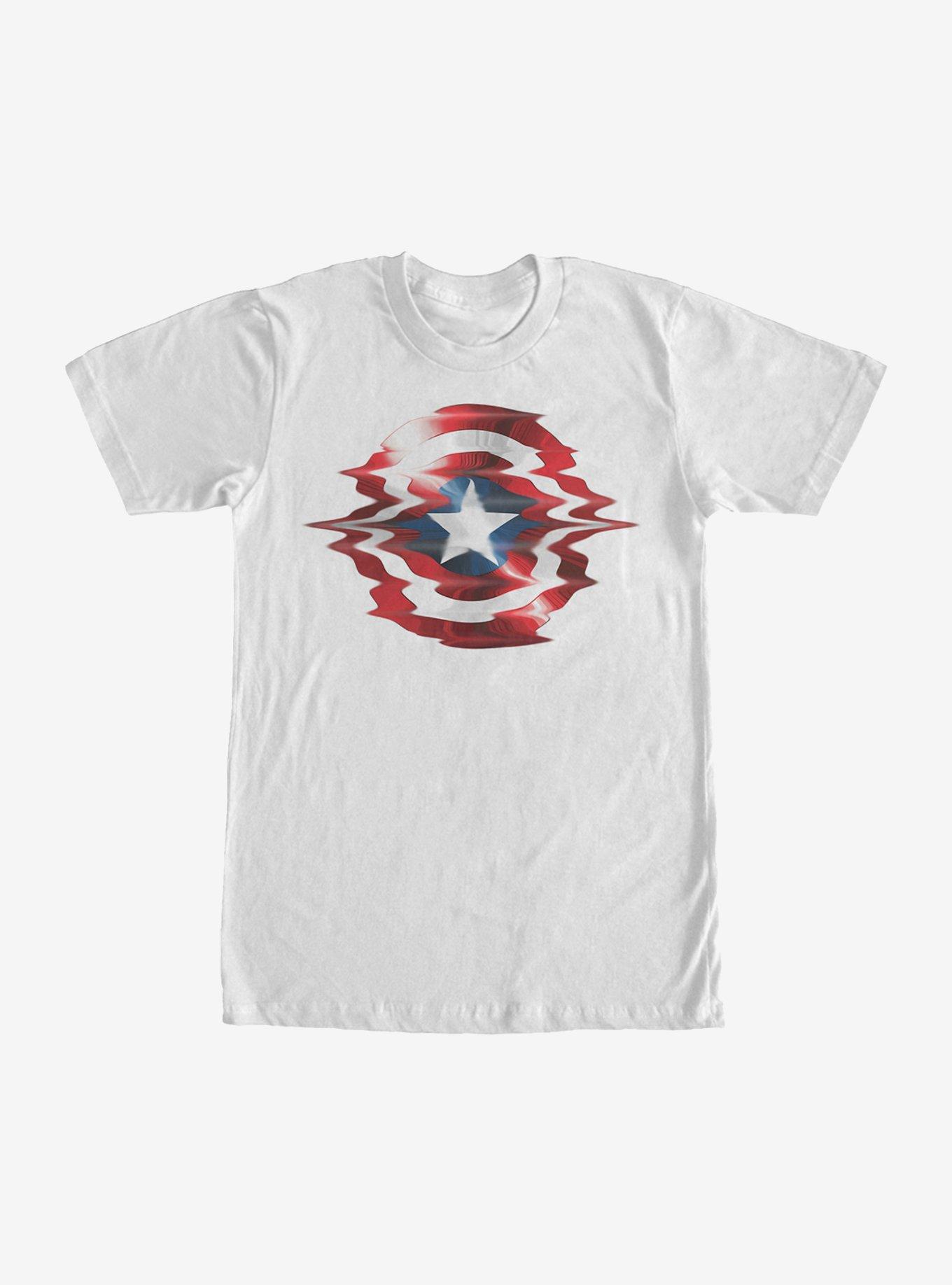 Marvel Captain America Shield Glitch T-Shirt - WHITE | Hot Topic