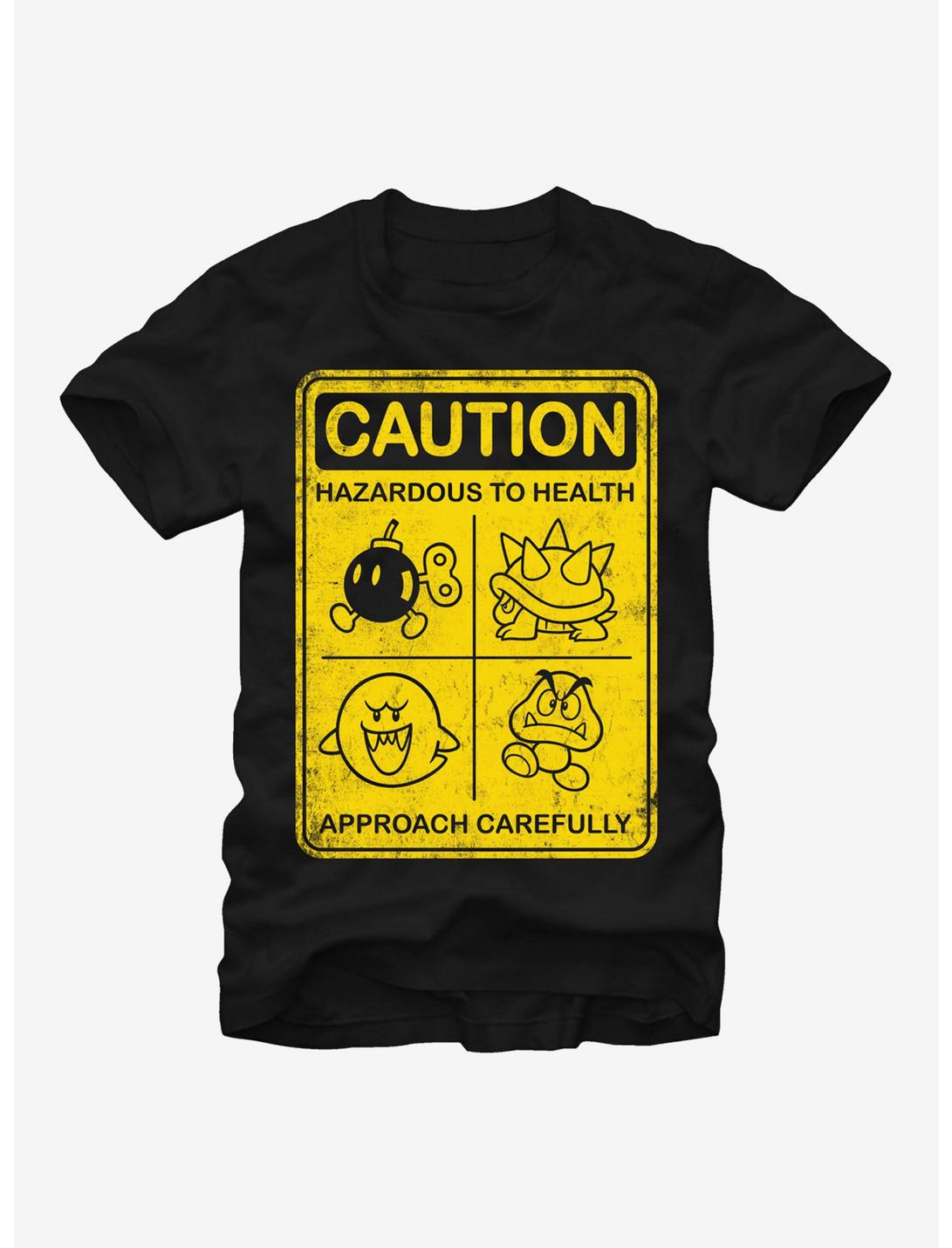 Nintendo Mario Enemies Caution T-Shirt, BLACK, hi-res