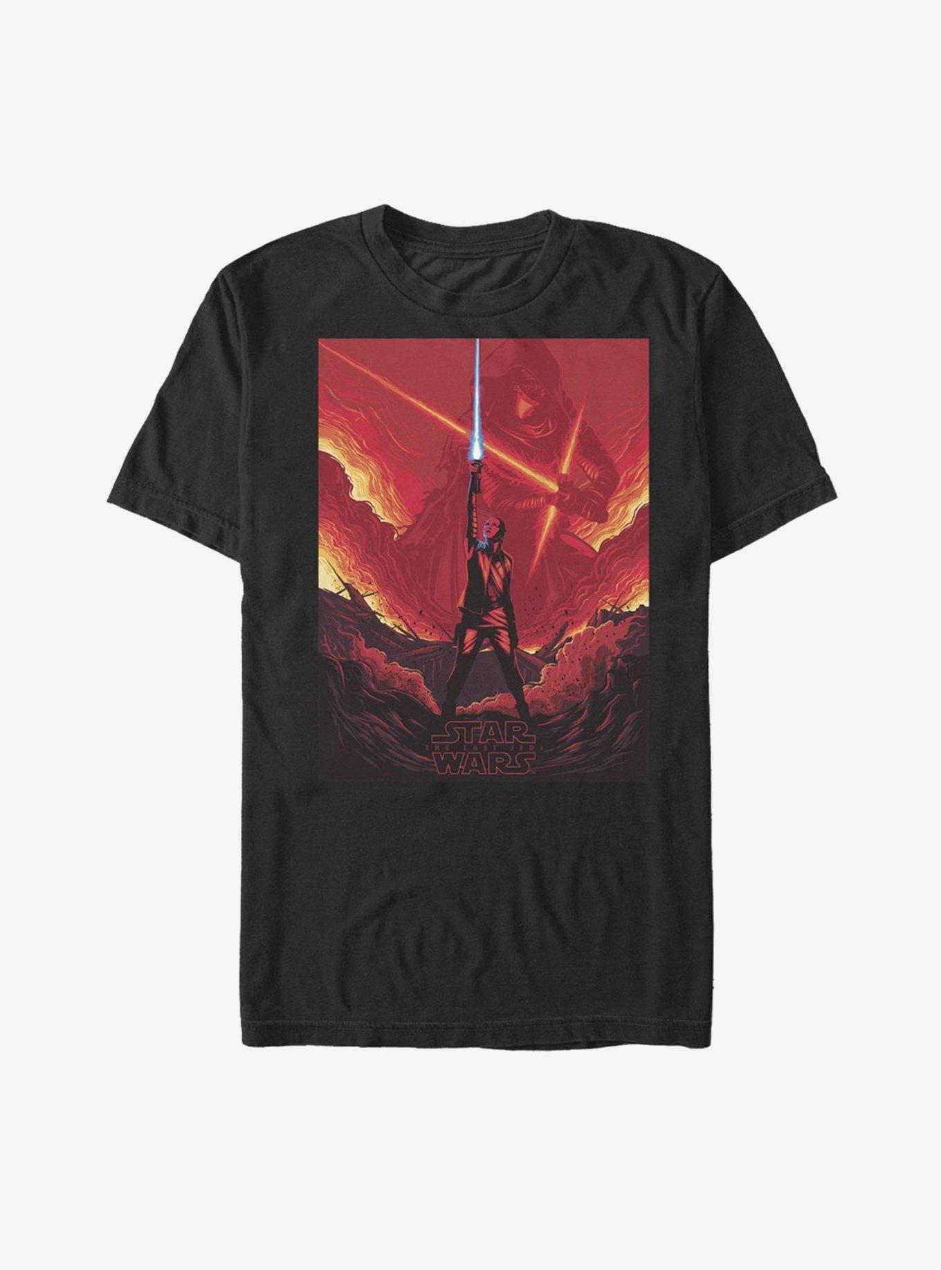 Star Wars Rey Lightsaber Flames T-Shirt, BLACK, hi-res