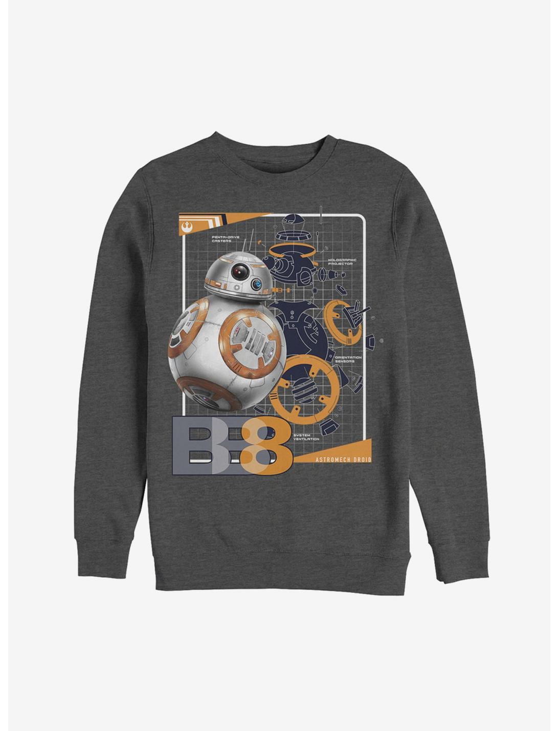 Star Wars BB-8 Schematics Sweatshirt, CHAR HTR, hi-res