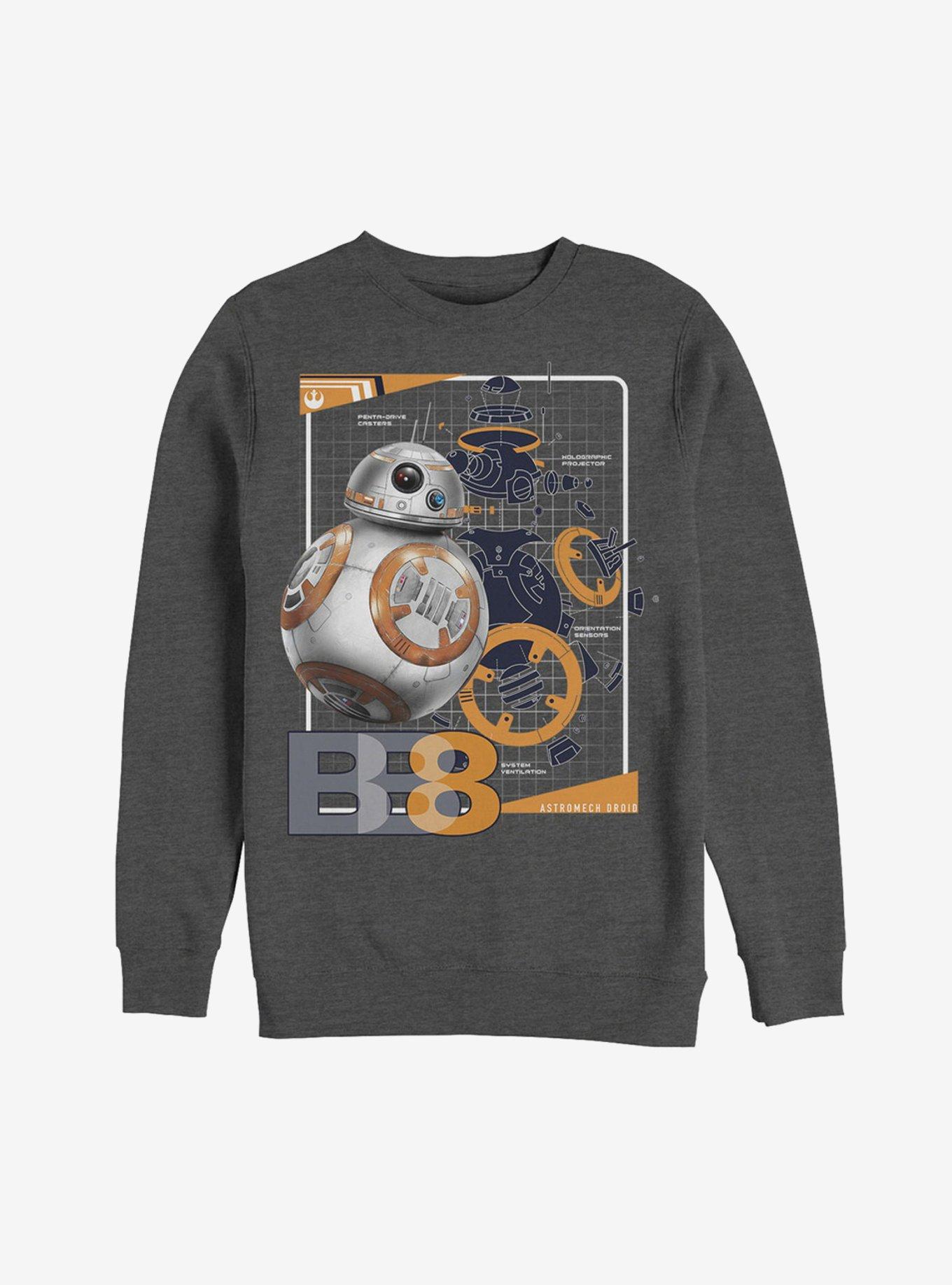 Star Wars BB-8 Schematics Sweatshirt, CHAR HTR, hi-res