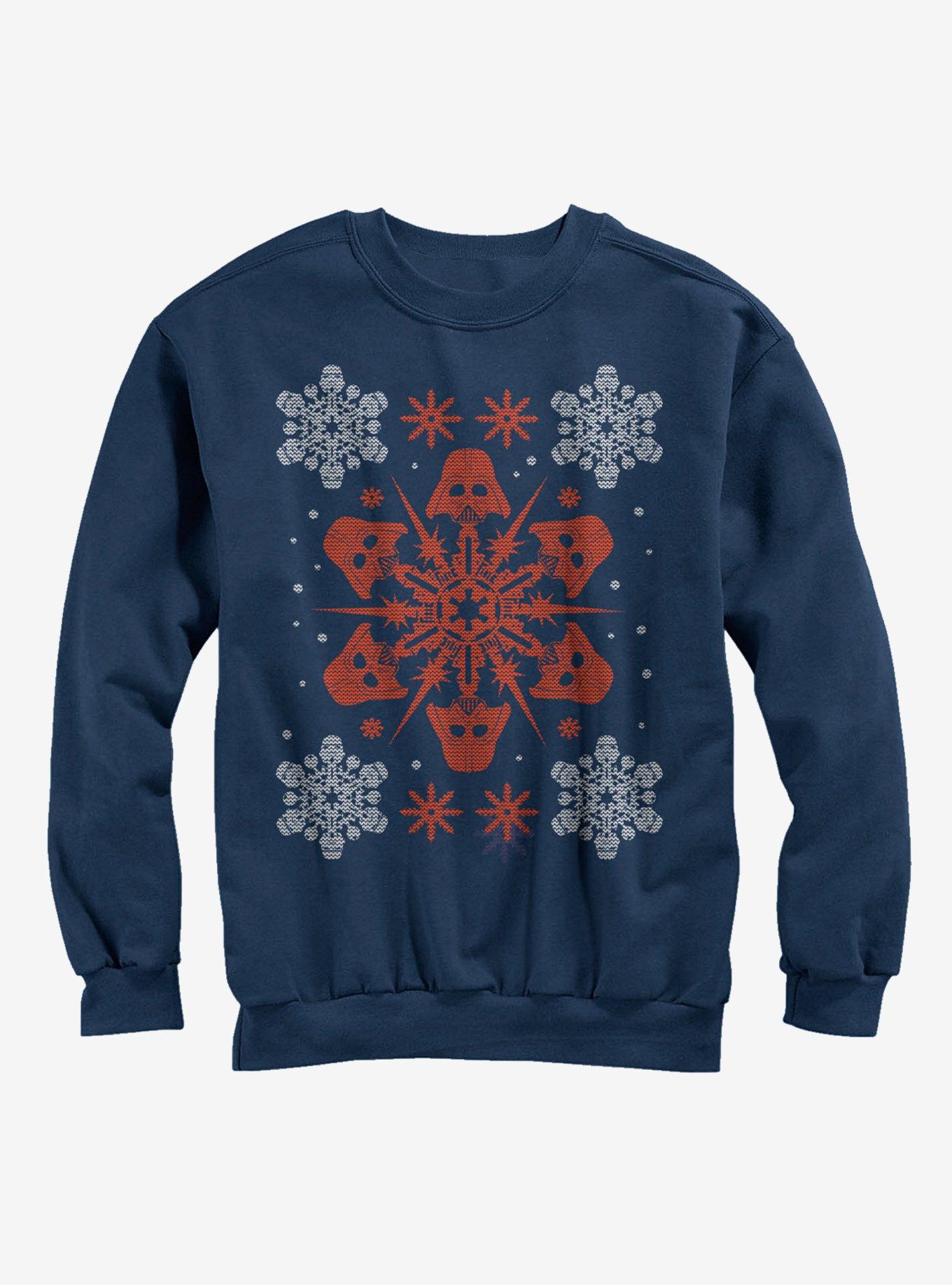 Star Wars Christmas Darth Vader Snowflake Sweatshirt, NAVY, hi-res