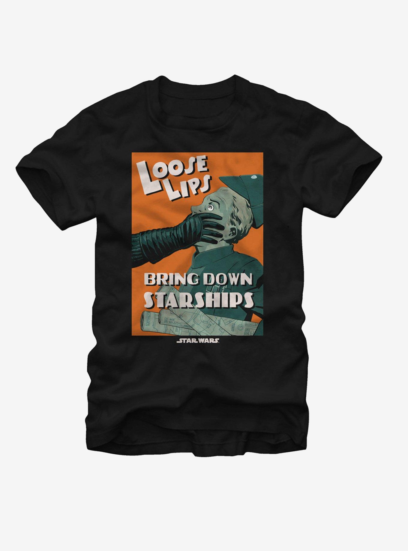 Star Wars Loose Lips Bring Down Starships T-Shirt, BLACK, hi-res