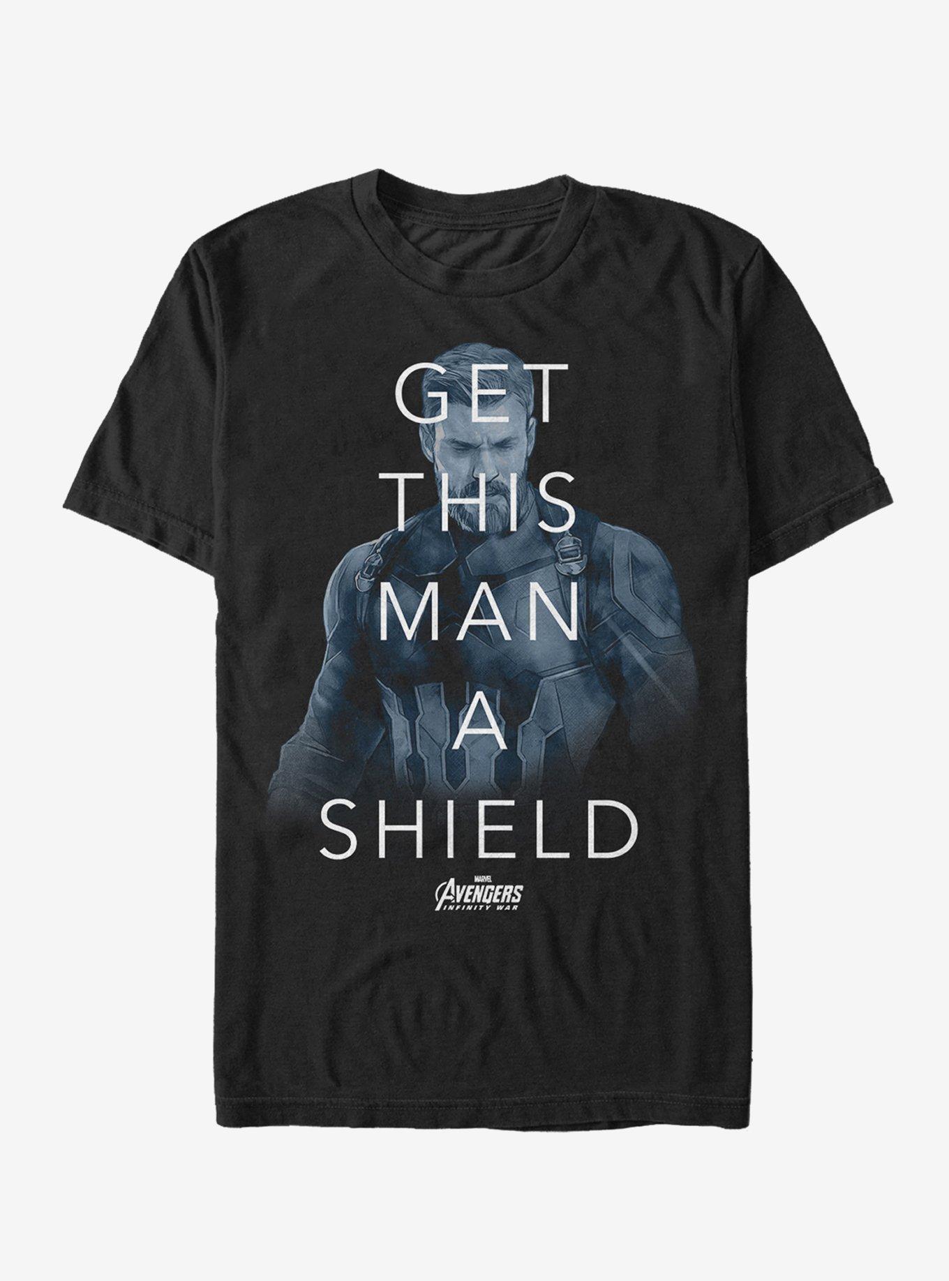 Marvel Avengers: Infinity War Get Man Shield Quote T-Shirt, BLACK, hi-res