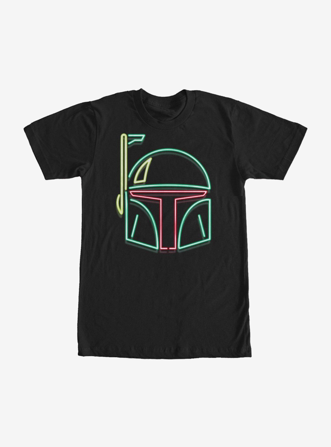 Star Wars Boba Fett Neon Sign Helmet T-Shirt