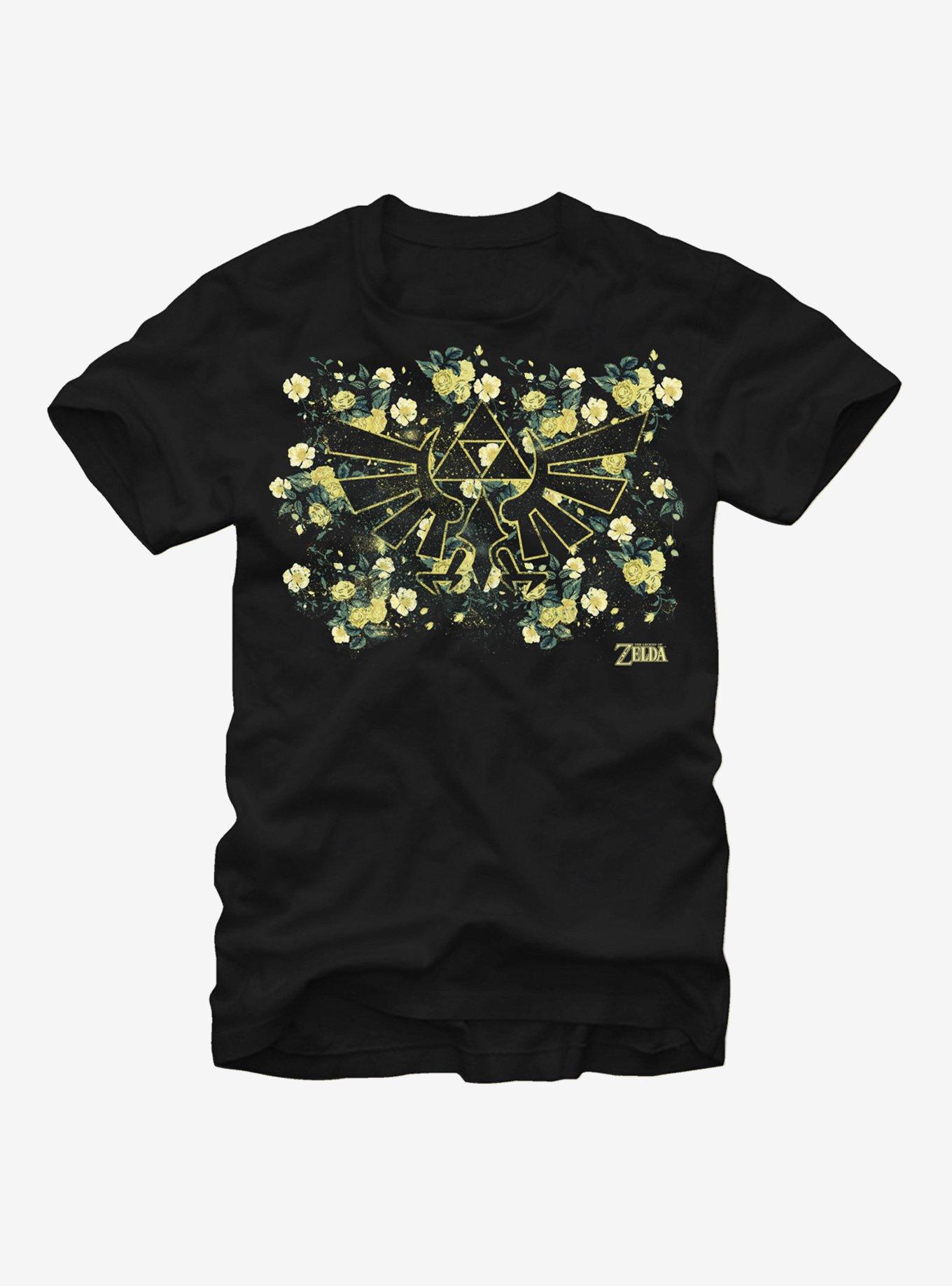 Nintendo Legend of Zelda Hyrule Flowers T-Shirt, BLACK, hi-res