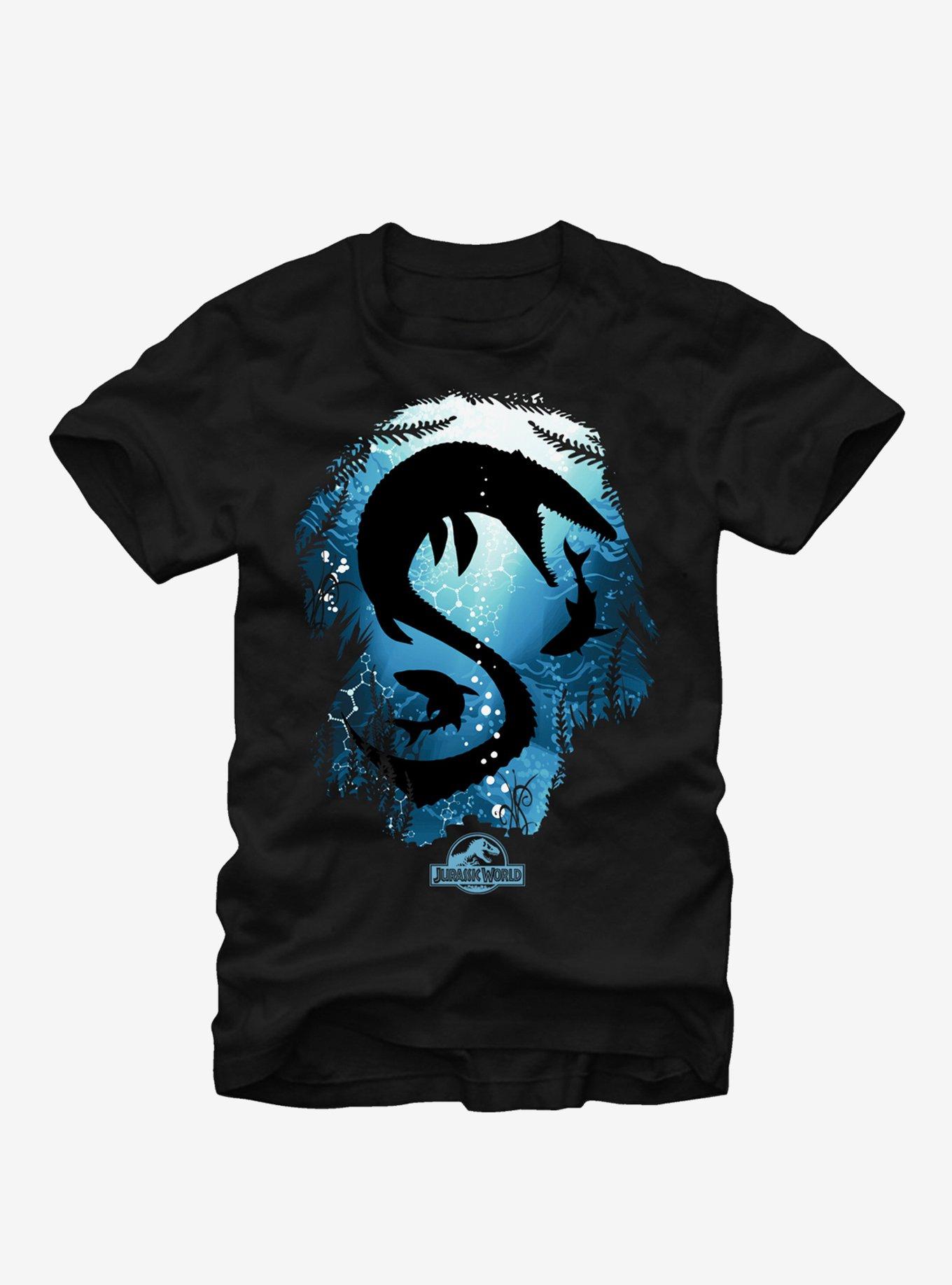 Jurassic Park Mosasaurus With Sharks T-Shirt, BLACK, hi-res