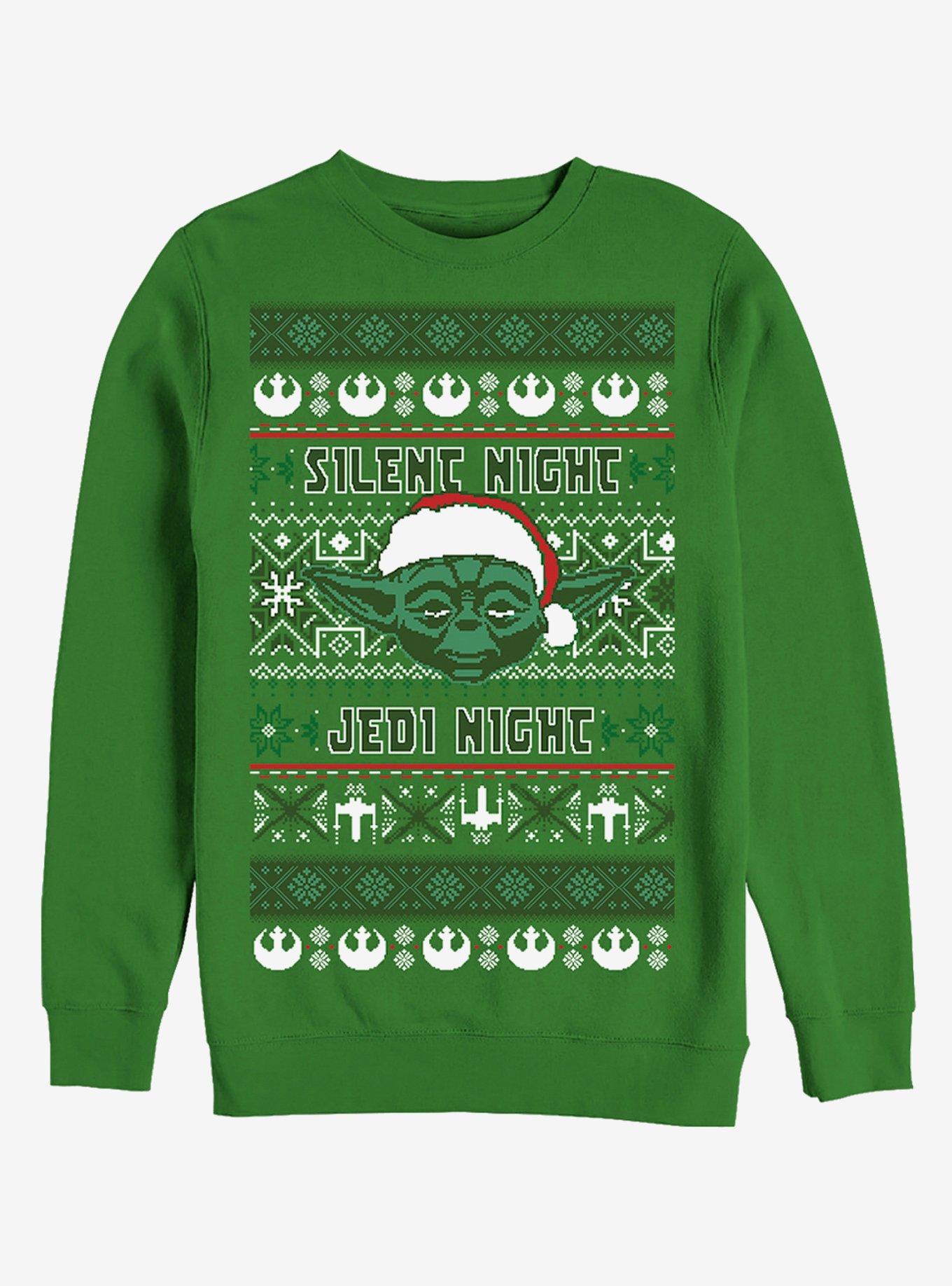 Star Wars Ugly Christmas Sweater Yoda Silent Night Sweatshirt, KELLY, hi-res