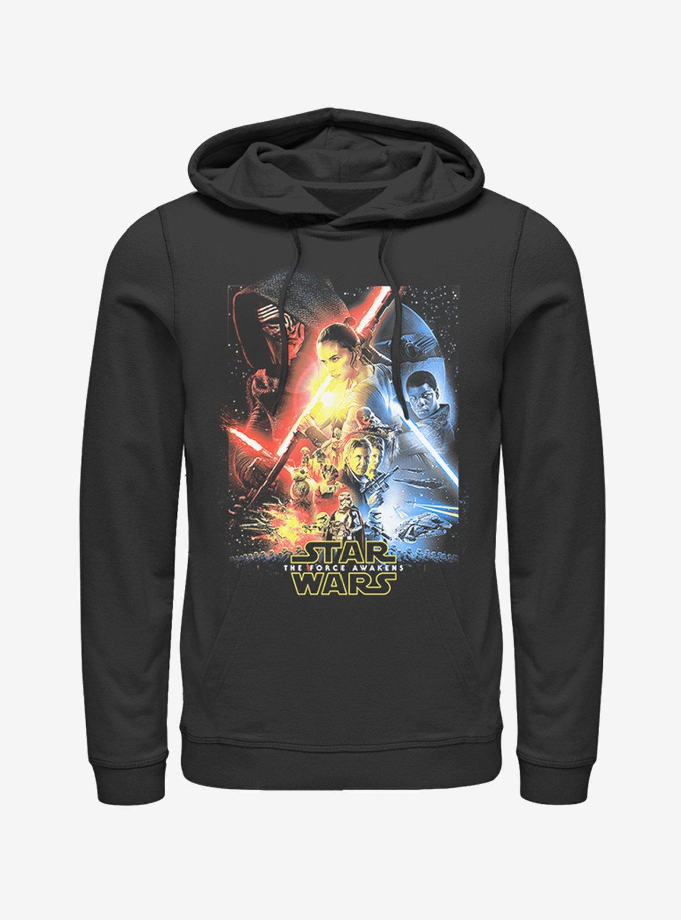 Star Wars Episode VII The Force Awakens Cool Poster Hoodie, BLACK, hi-res