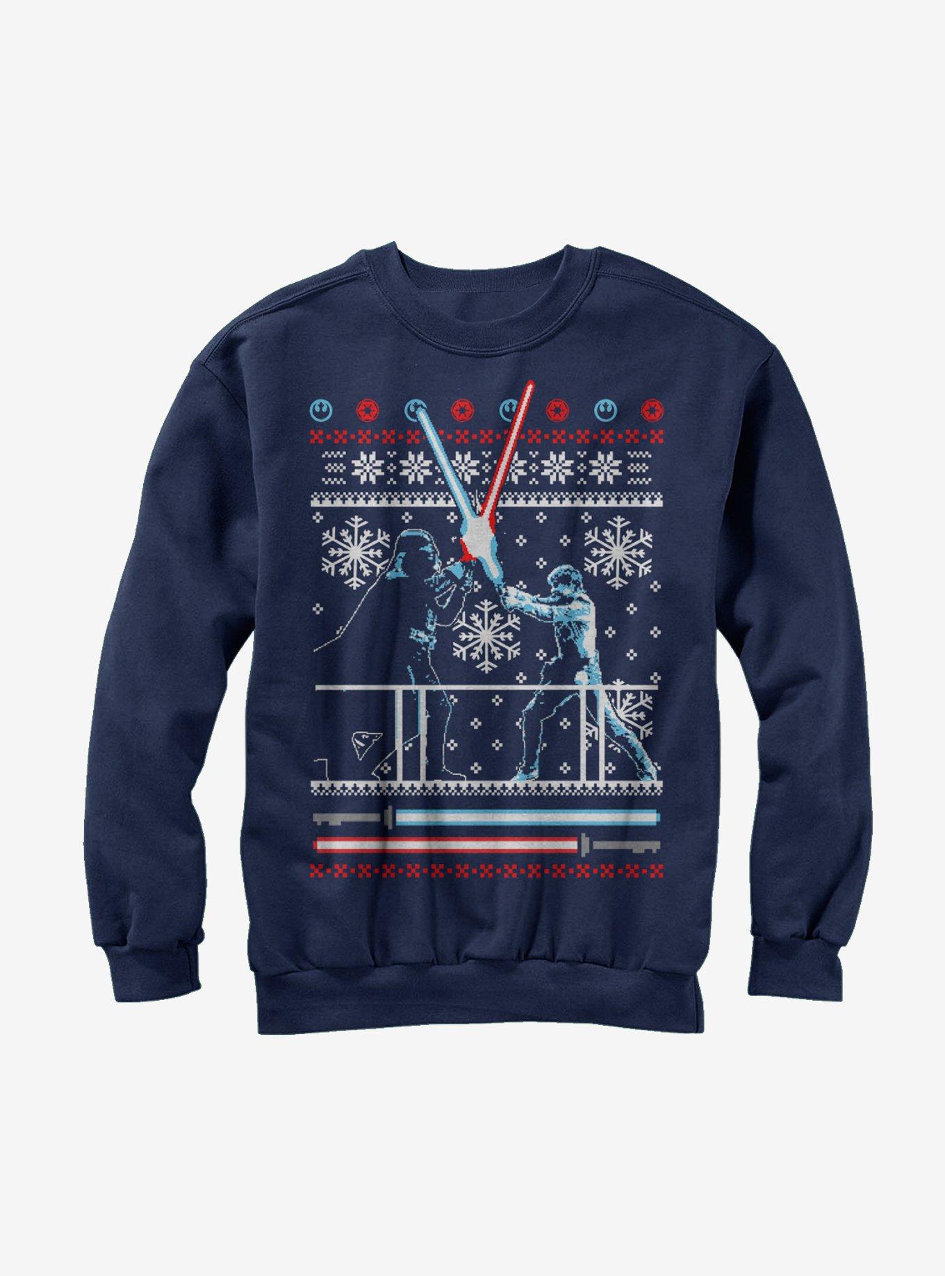 Star Wars Ugly Christmas Sweater Duel Girls Sweatshirt, NAVY, hi-res