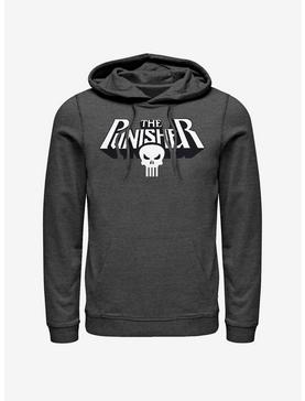 Marvel Punisher Skull Text Logo Hoodie, CHAR HTR, hi-res