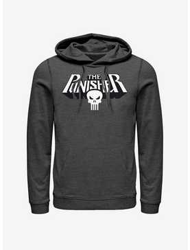 Marvel Punisher Skull Text Logo Hoodie, CHAR HTR, hi-res